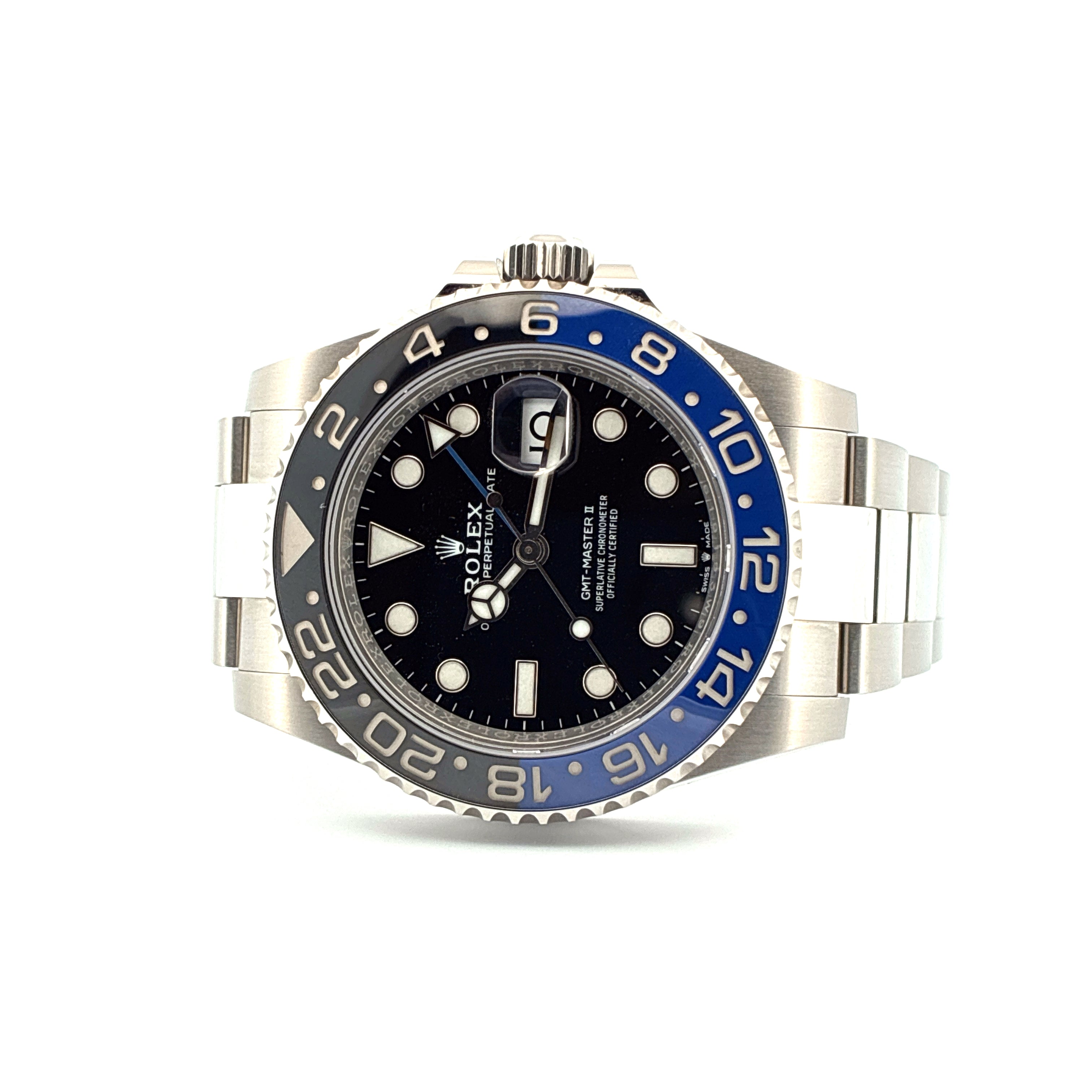 Rolex GMT-Master II Batman, Stahlgehäuse, schwarz-blaues Zifferblatt, 40 mm, 2022, mit geringen Gebrauchsspuren