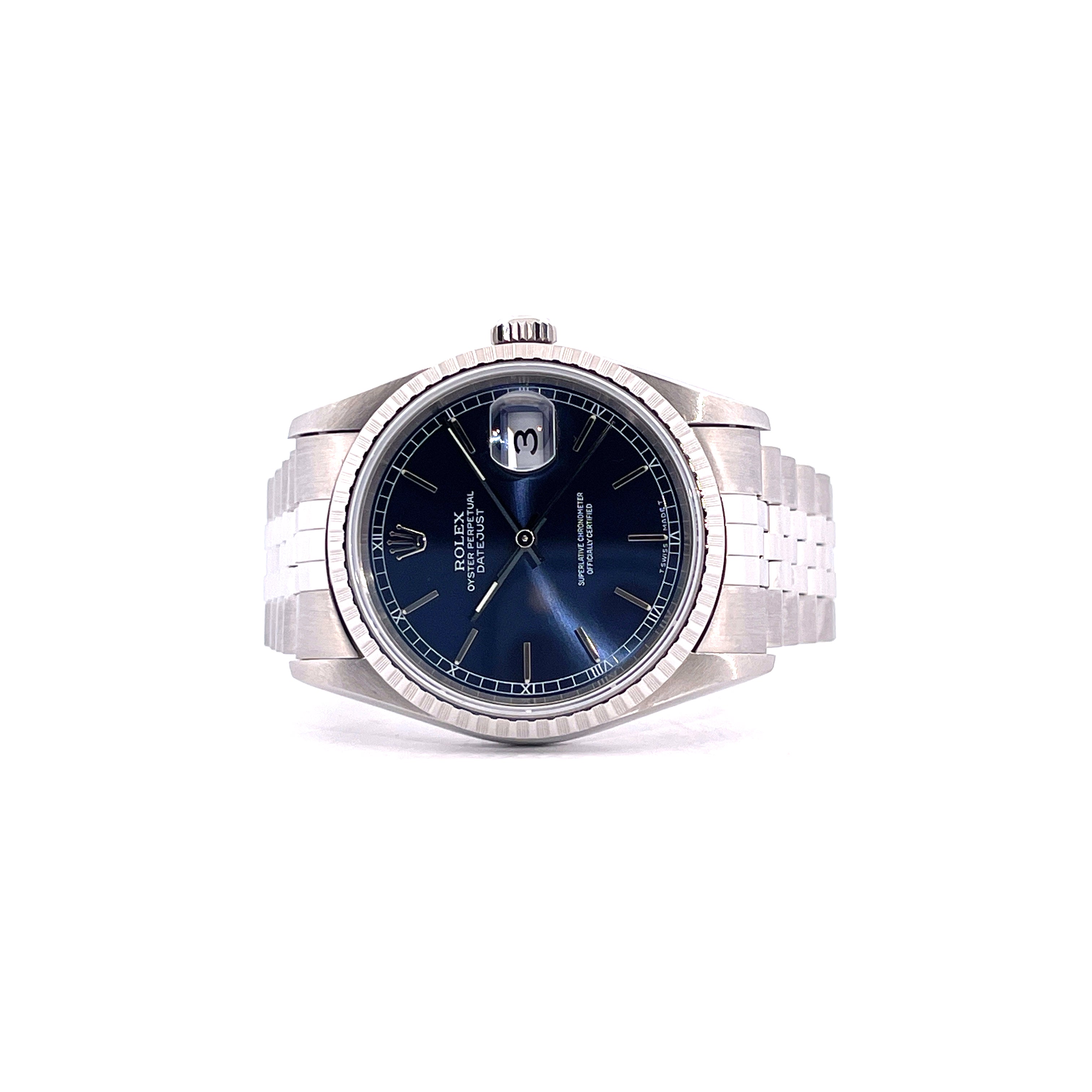 Datejust 36 Blue Dial 16220 / Rolex Wempe Service 2024 / Box and Paper / 1996