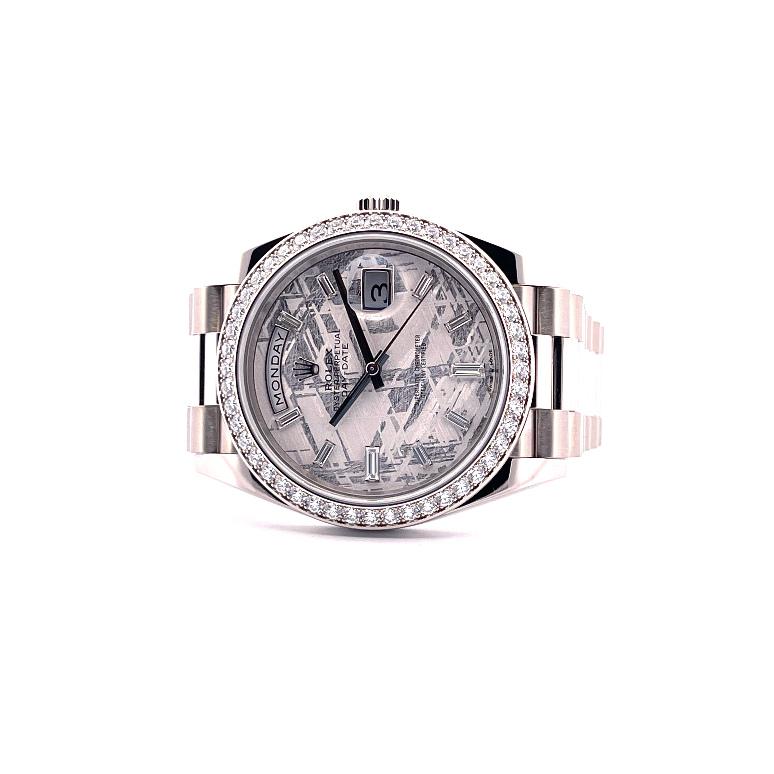 Rolex - Day-Date 40 Whitegold Meteorite Baguette Dial Diamonds / Box & Paper / Unworn / 2025 - [product_sku]