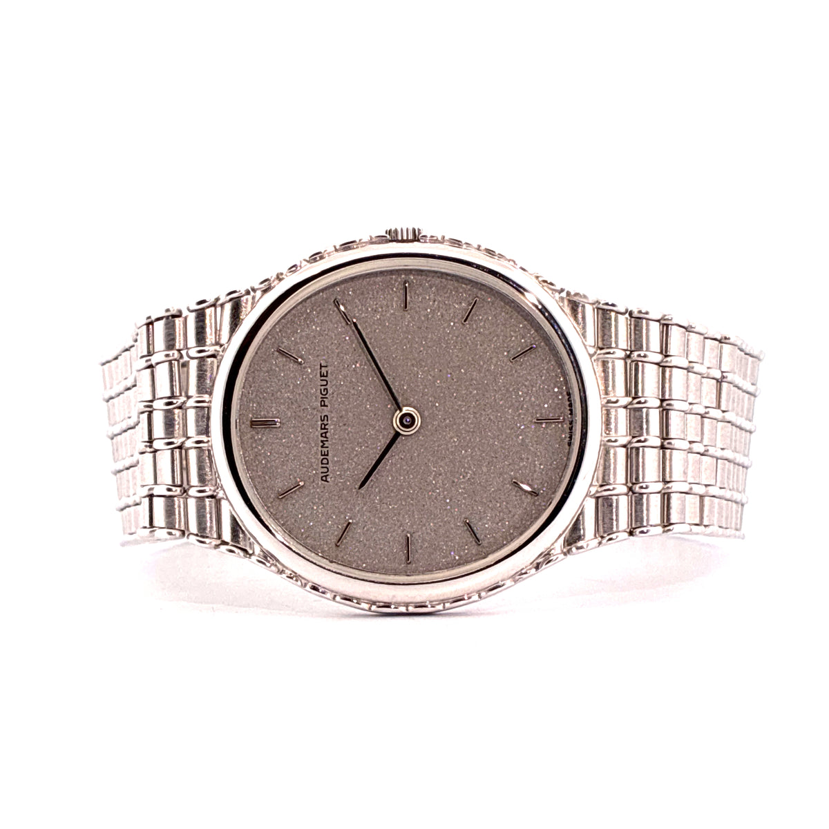 Bamboo Oval "Cobra" / Whitegold / very rare / vintage / Box / 70g / 17cm Wristsize / Ultra thin movement / 1985