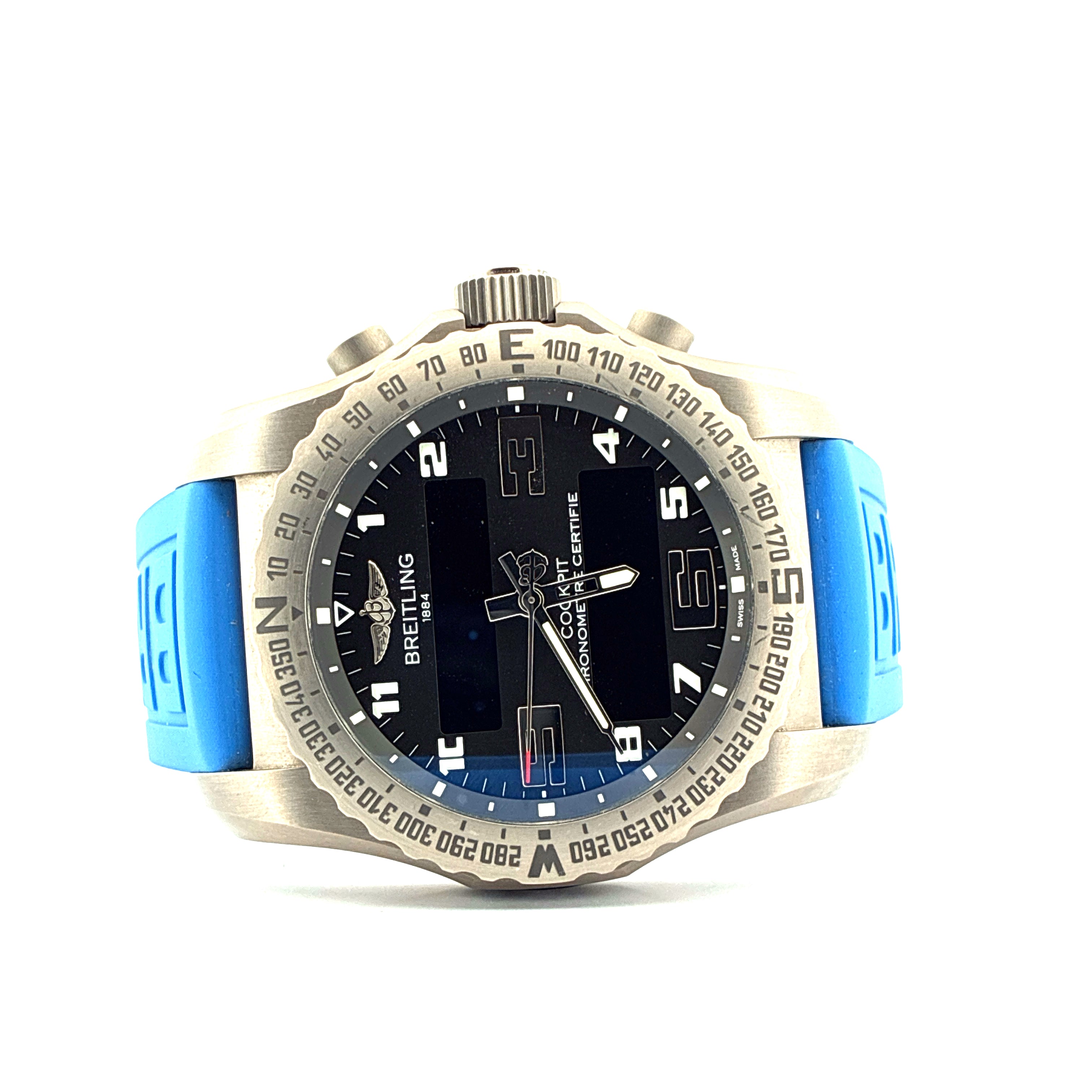 Cockpit B50 Titan Quarz / Blue Strap / incl Black Strap and Folding Clasp / very good Condition / premium Full Set / Germany 2015