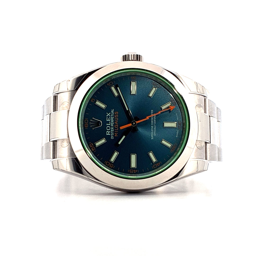 Milgauss / ungetragen / fully stickers / Z-Blue Dial / grünes Glas (2016)