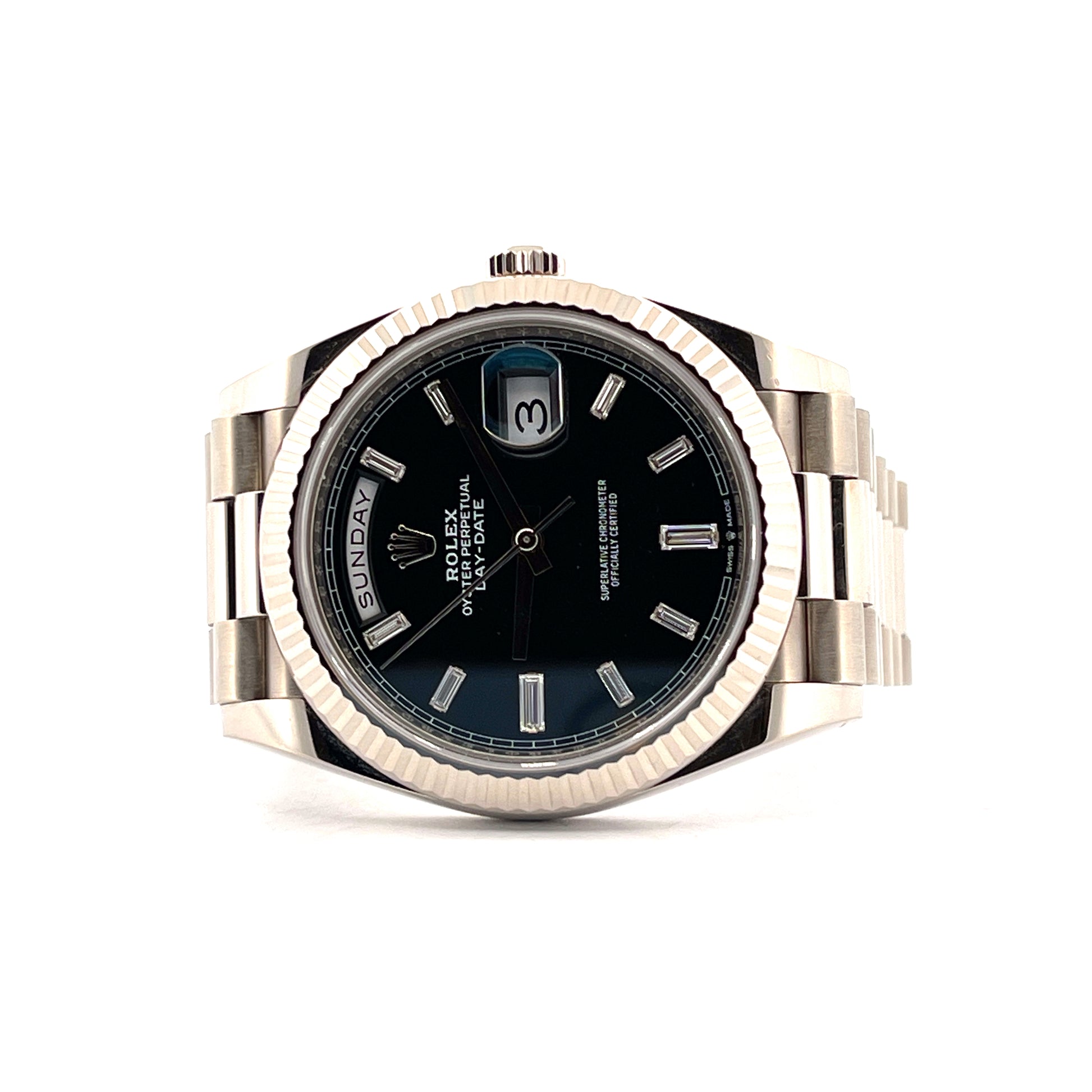 Rolex - Rolex Day-Date 40 Black Dial & Baguette Diamonds - Juwelier Spliedt