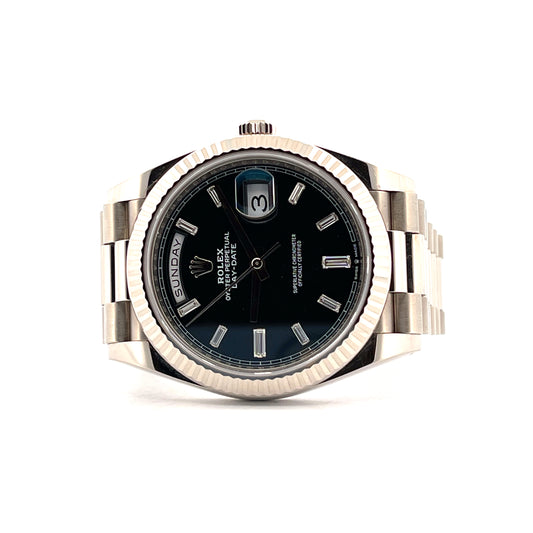 Rolex - Rolex Day-Date 40 Black Dial & Baguette Diamonds - Juwelier Spliedt