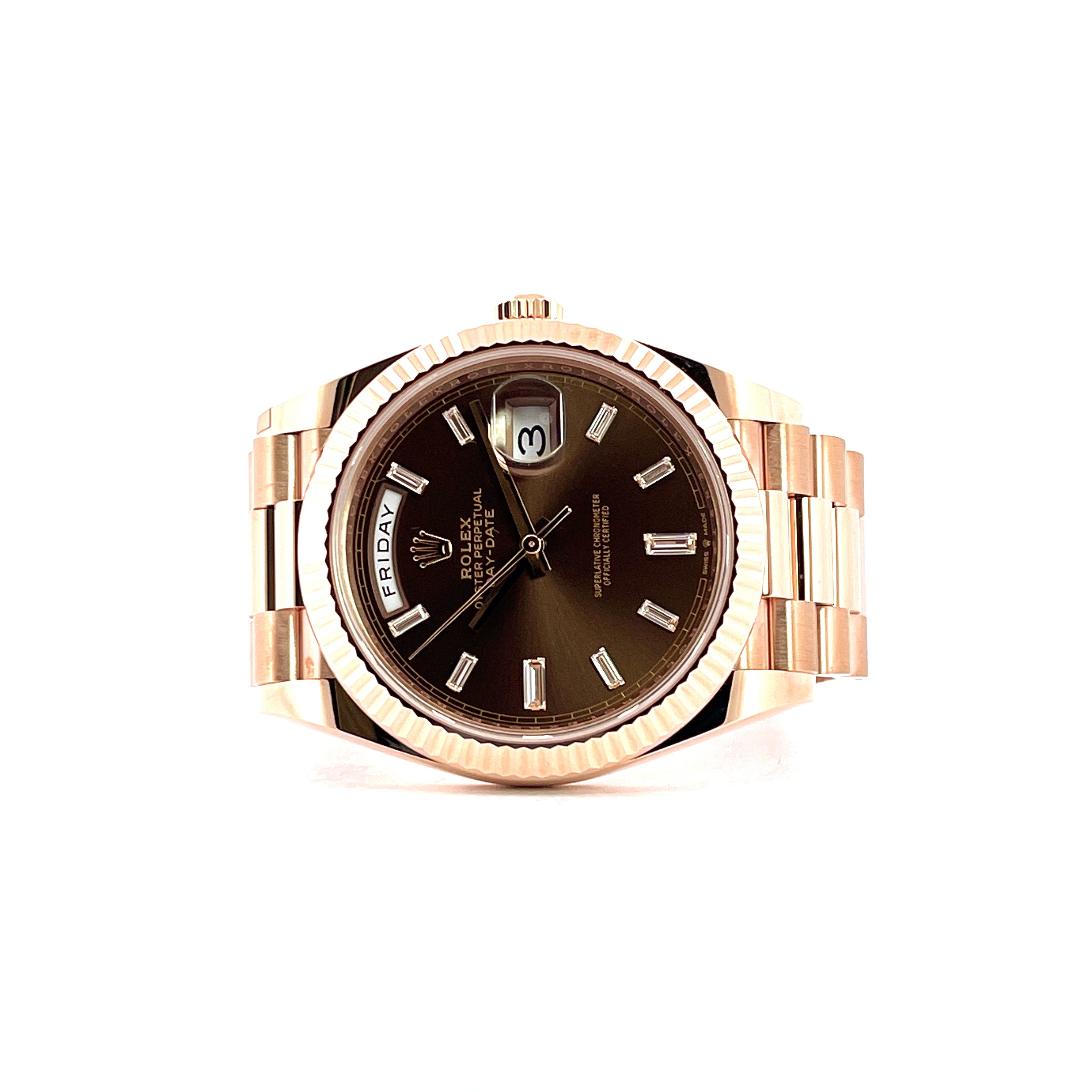Rolex - Day-Date 40 Everose & Baguette Diamonds - Juwelier Spliedt