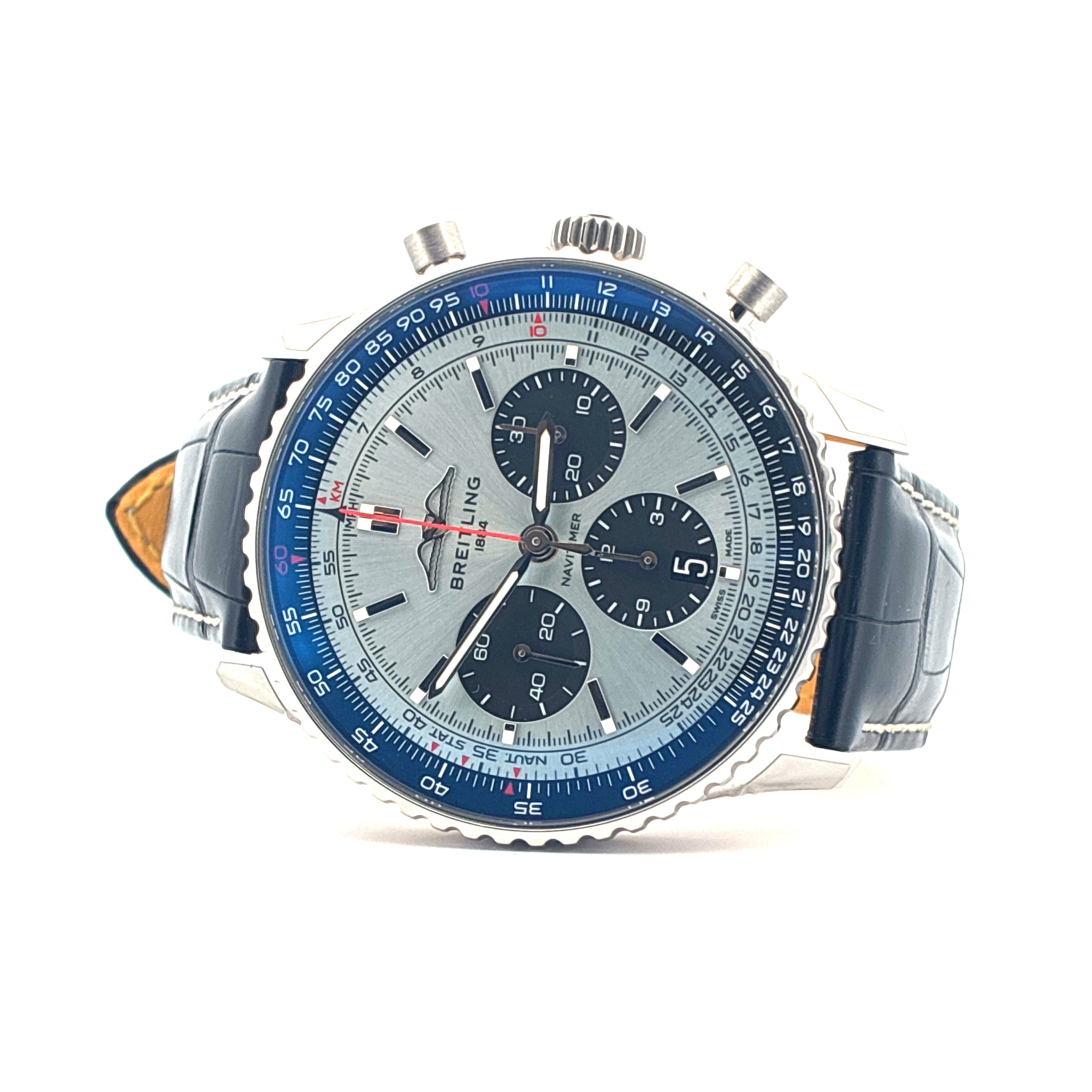 Breitling - Navitimer 1 B01 Chronograph 43 / Ice Dial / very good condt. / leather strap / Full-Set 2023 - [product_sku]