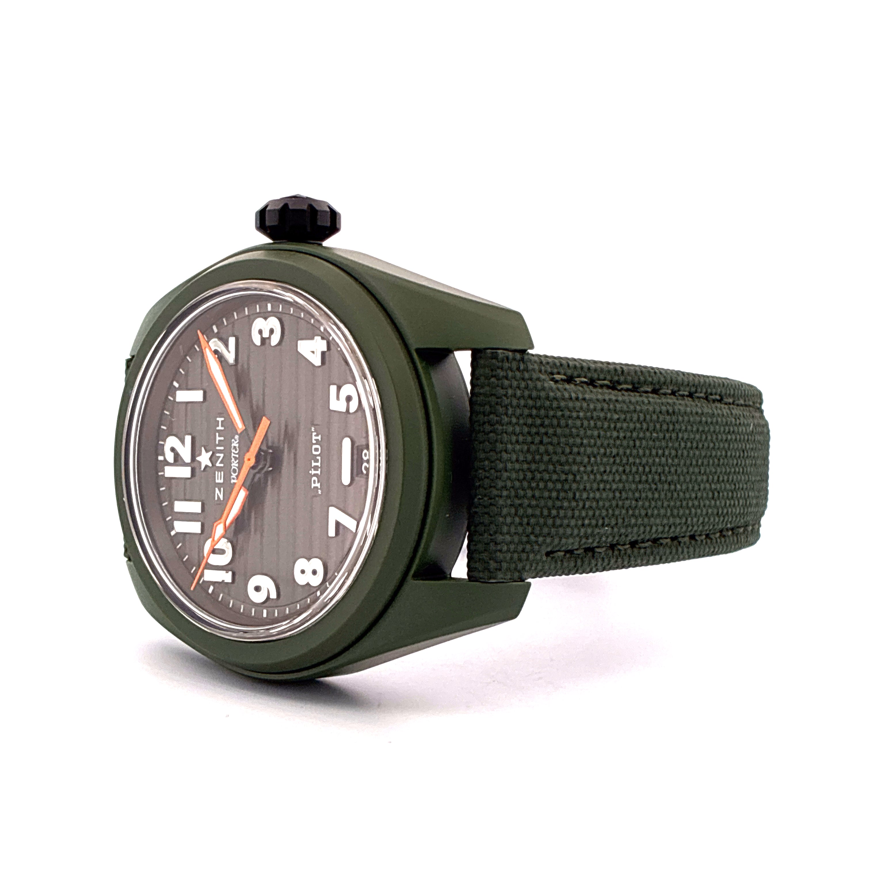 Zenith Pilot Central Automatic Porter Pilot Edition / Green Strap / Limited Edition 500 / Full-Set / Like New