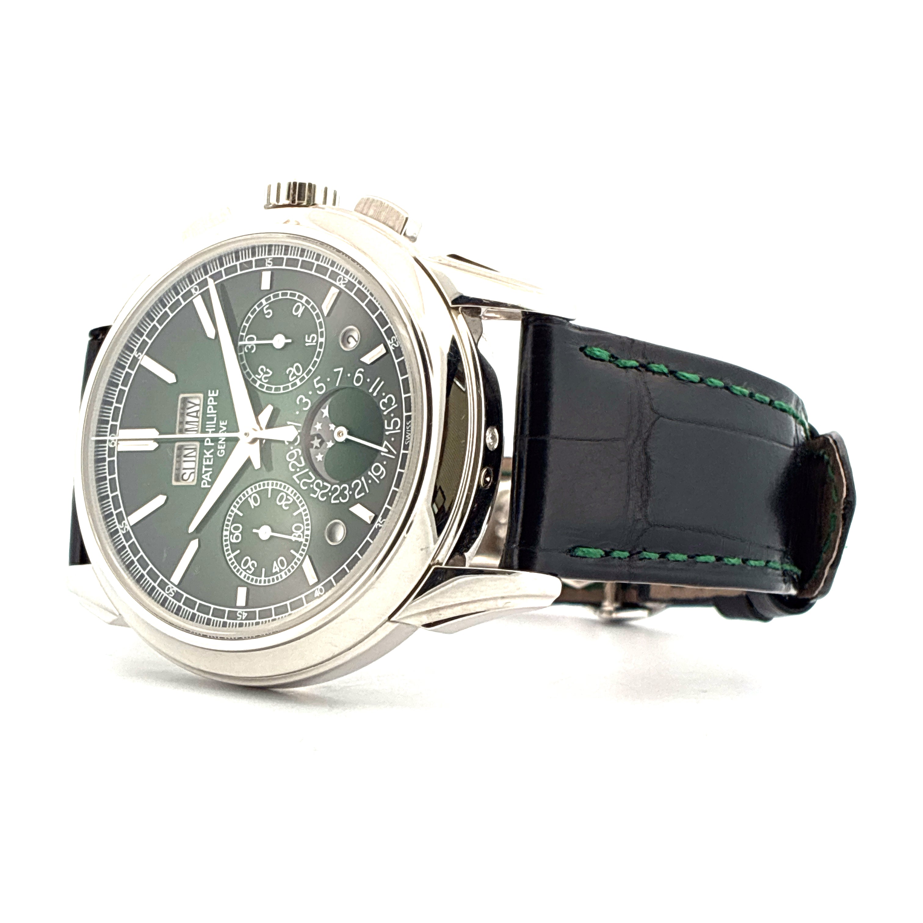 Perpetual Calendar / Platinum / Green Dial / Folding-Clasp / very good condt. / Pusher / Full-Set 2022