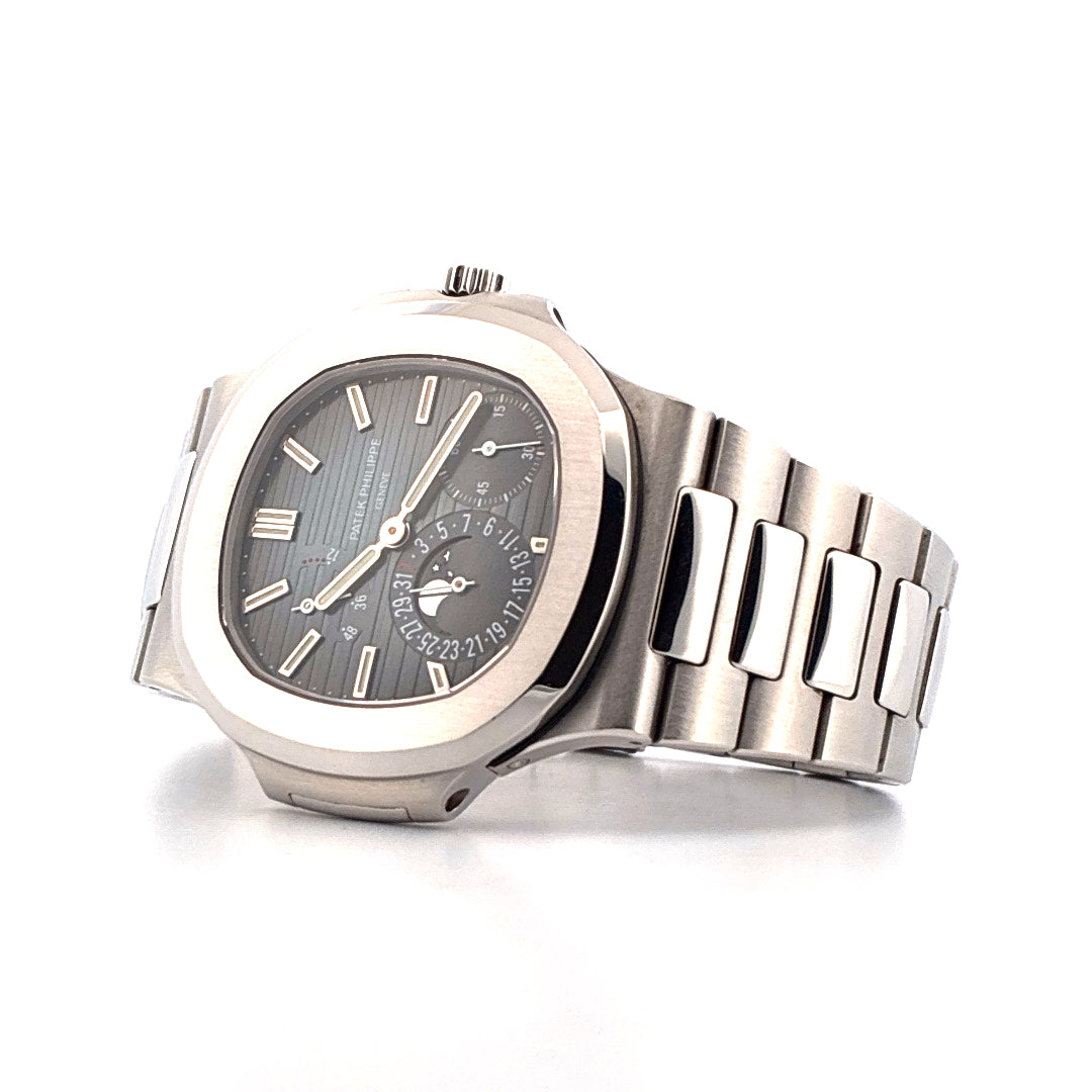 Patek Philippe Nautilus 5712/1A-001 Edelstahl mit grauem Zifferblatt und Mondphasenanzeige