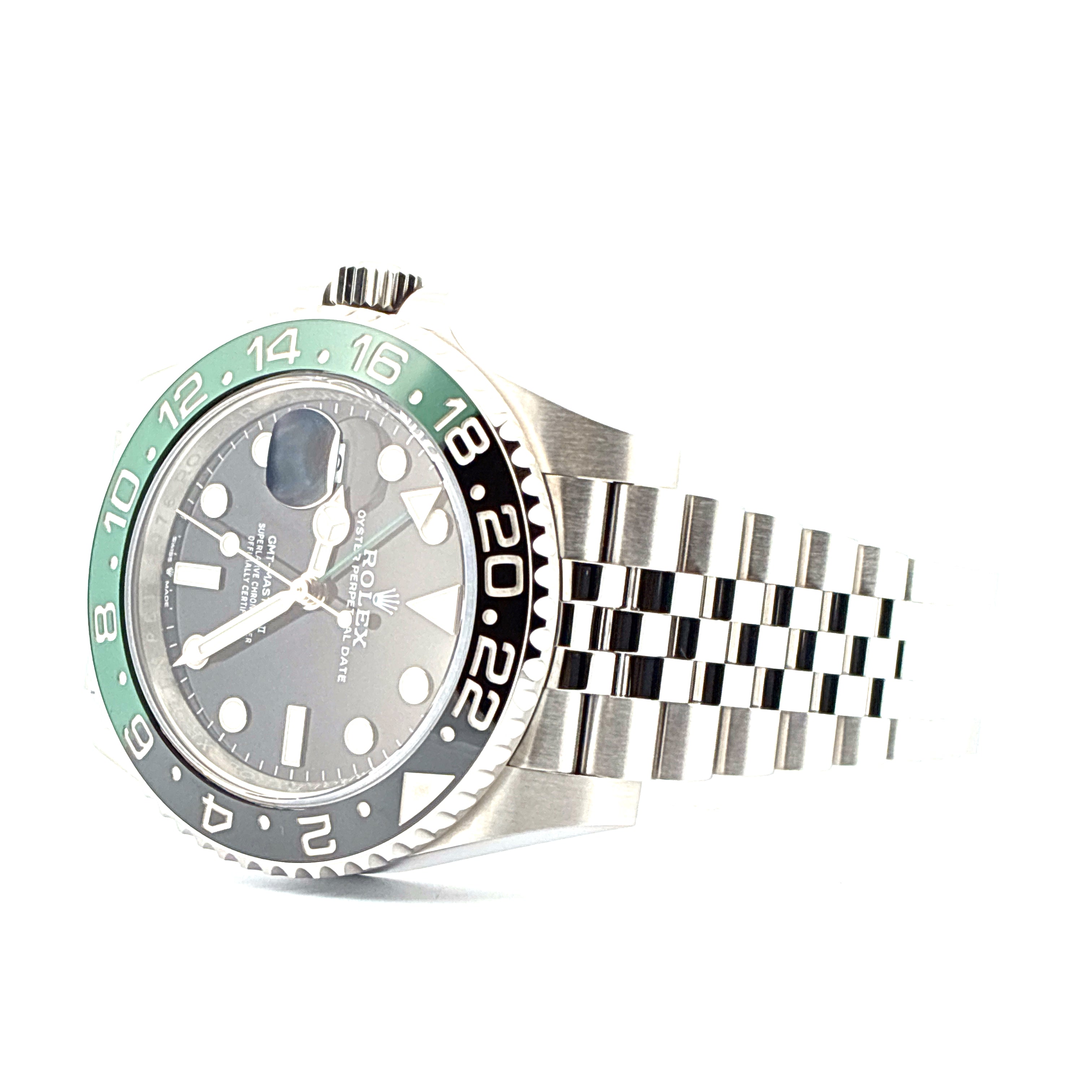 Rolex GMT-Master II Sprite Jubilee Lefthand mit Edelstahlgehäuse und grün-schwarzer Lünette