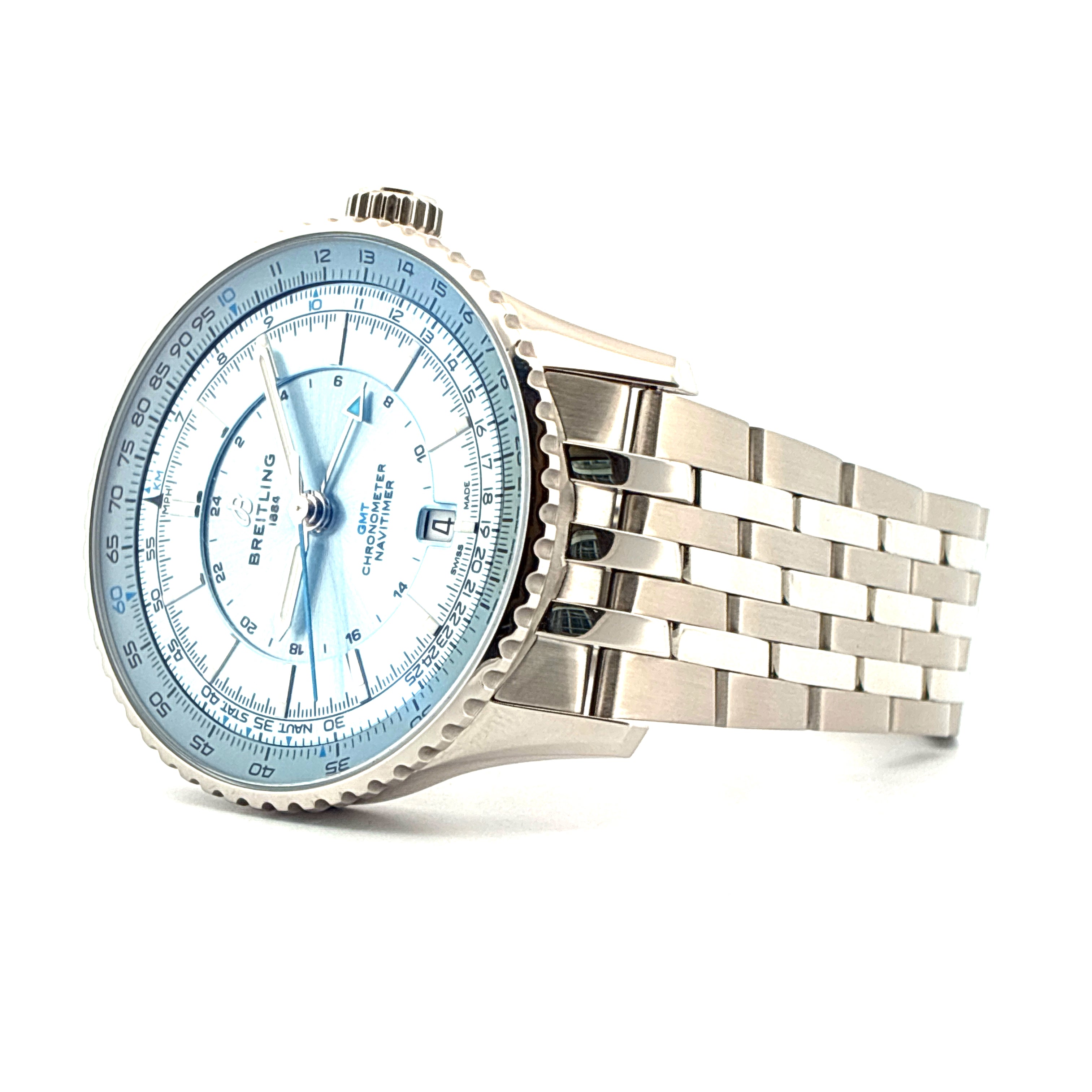 Navitimer / second strap / GMT / Ice Blue Dial / orig. Rechnung / Stainless Steel / Full-Set / 2024