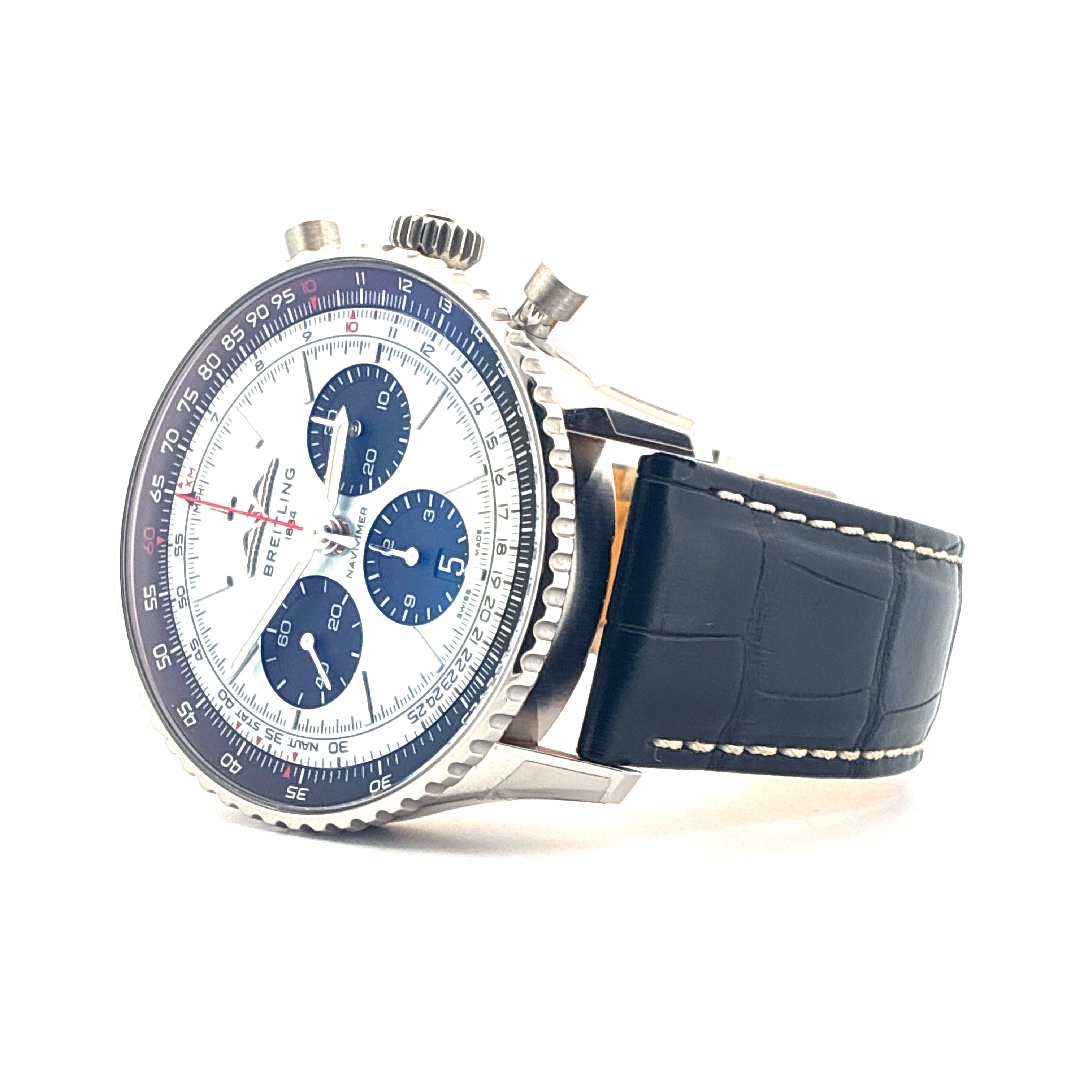 Breitling - Navitimer 1 B01 Chronograph 43 / Ice Dial / very good condt. / leather strap / Full-Set 2023 - [product_sku]