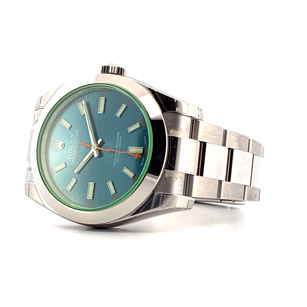 Milgauss / ungetragen / fully stickers / Z-Blue Dial / grünes Glas (2016)