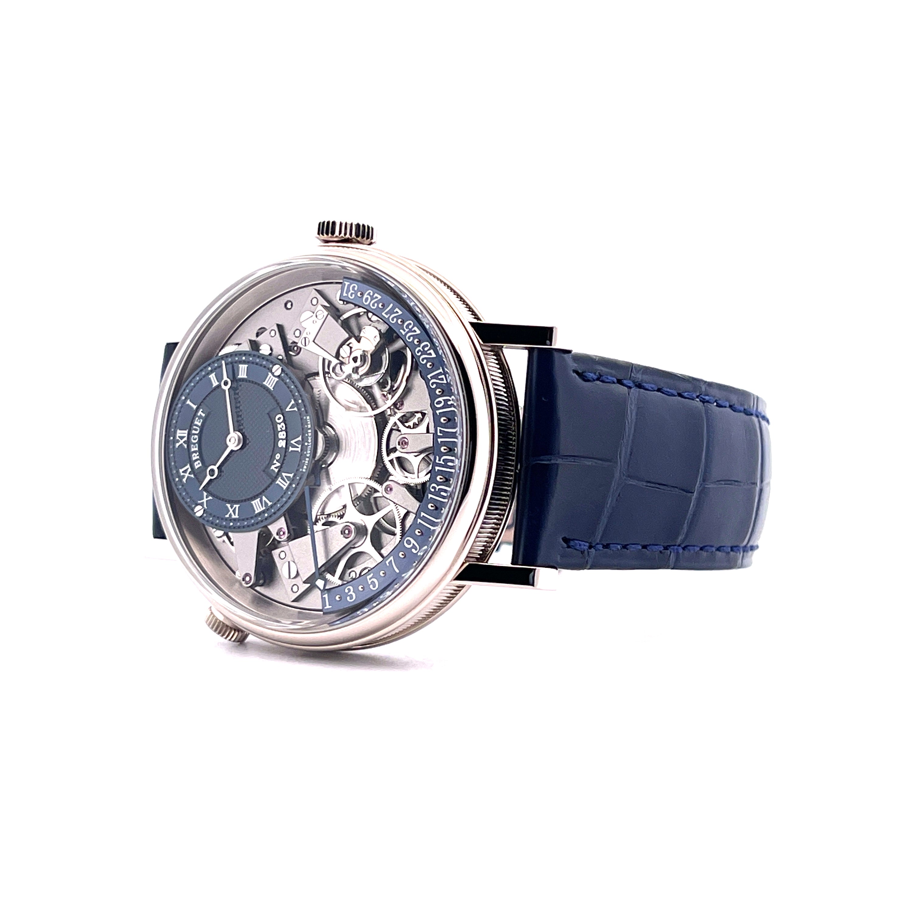 Breguet Tradition Quantieme Retrograde Automatik Weißgold mit blauem Lederarmband