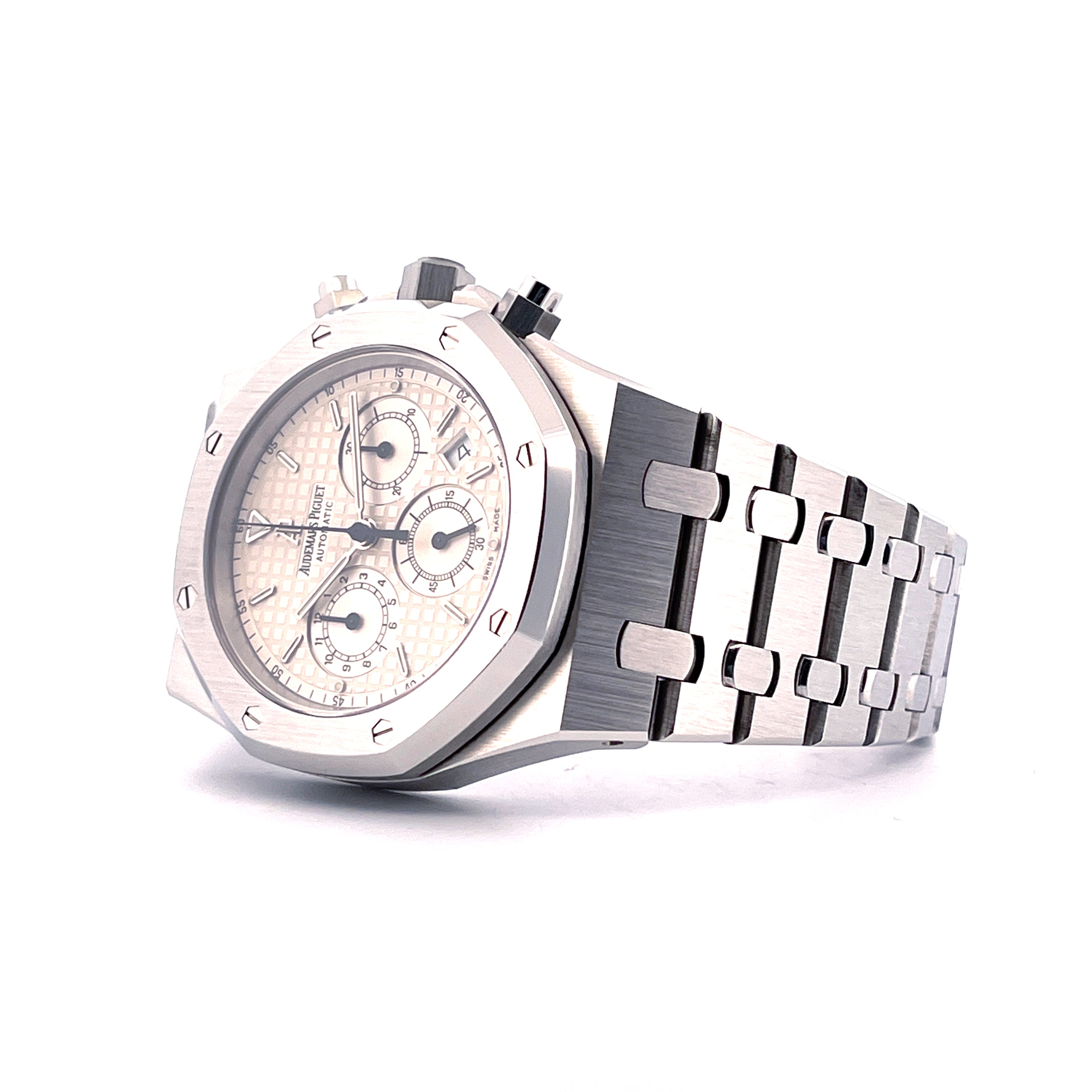 Royal Oak Chronograph / Small Tapisserie / White Dial / Large AP Service 2025 / Full-Set / 2001