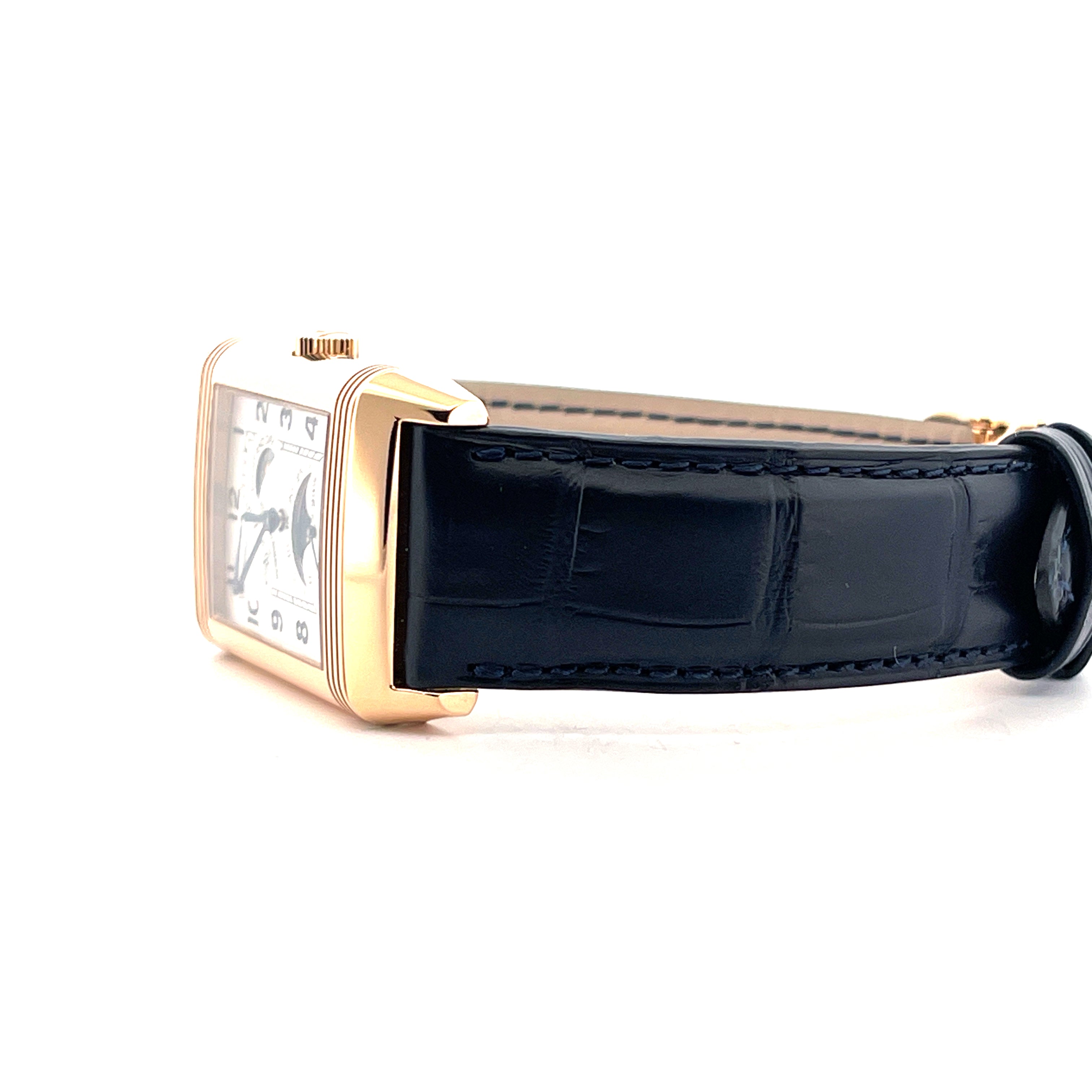 Reverso Sun Moon Roségold / 2 Straps / Leatherstrap new / On stock / 2 years Warranty / Box and Documents / pretty good Condition / Ref. 270.2.63