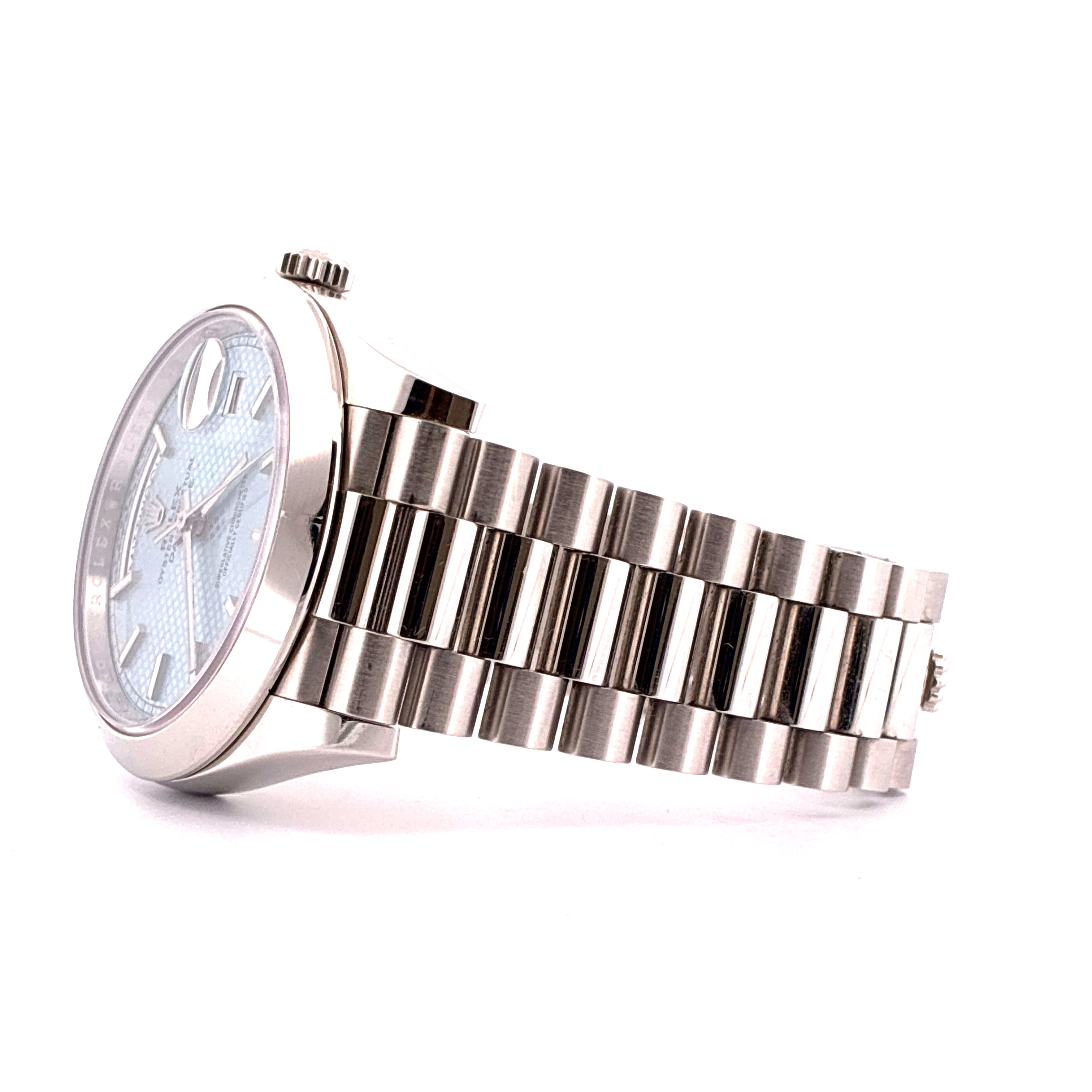 Day-Date / Ice Blue Dial / Waffle / Platinum / Link Adjustment / Full-Set / 2019