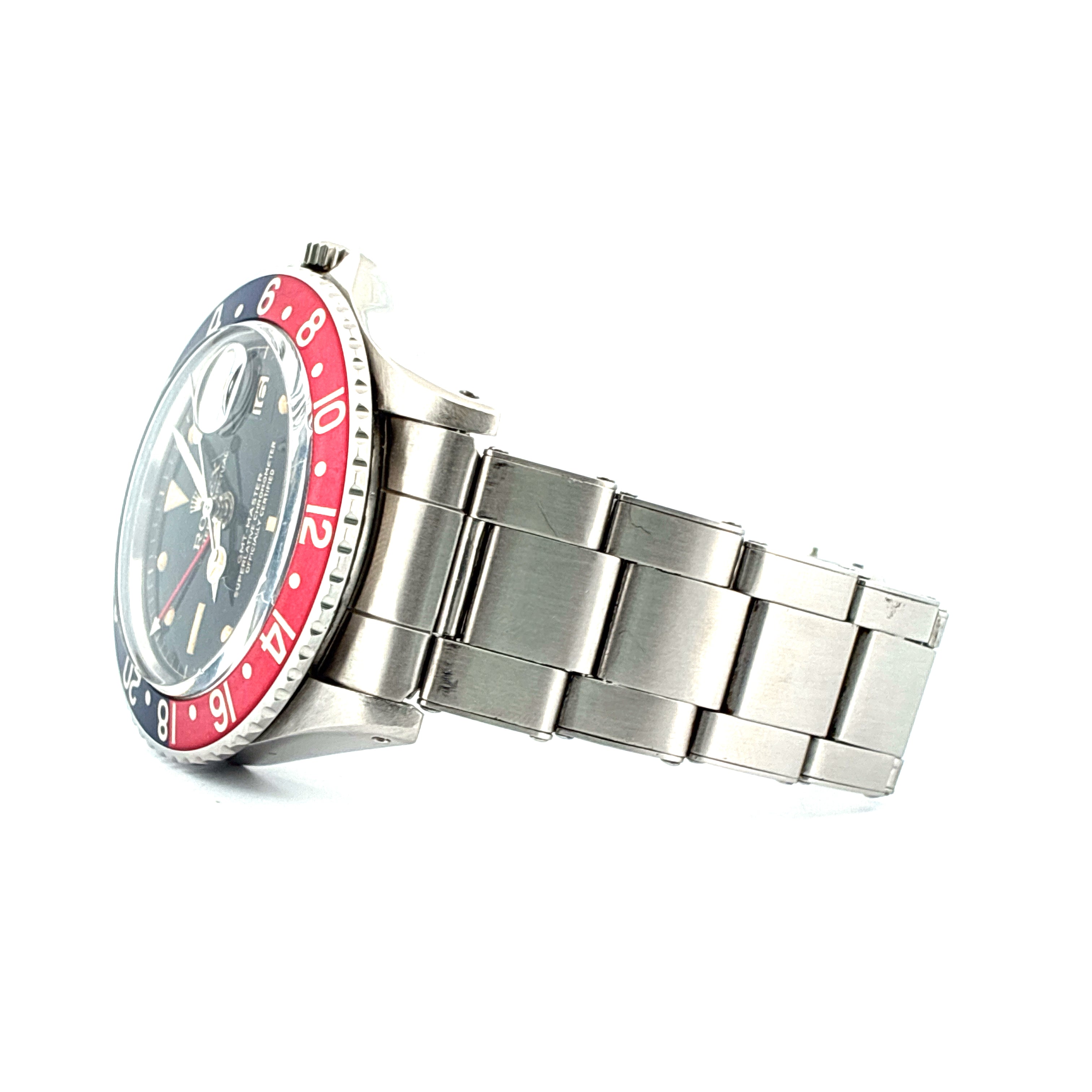 GMT-Master / Vintage / Radium / Pointed crown guard / org. Box / Glossy Gilt Dial / Vintage / 1963 / very good condt. / Rolex Rivet Stratch Bracelet