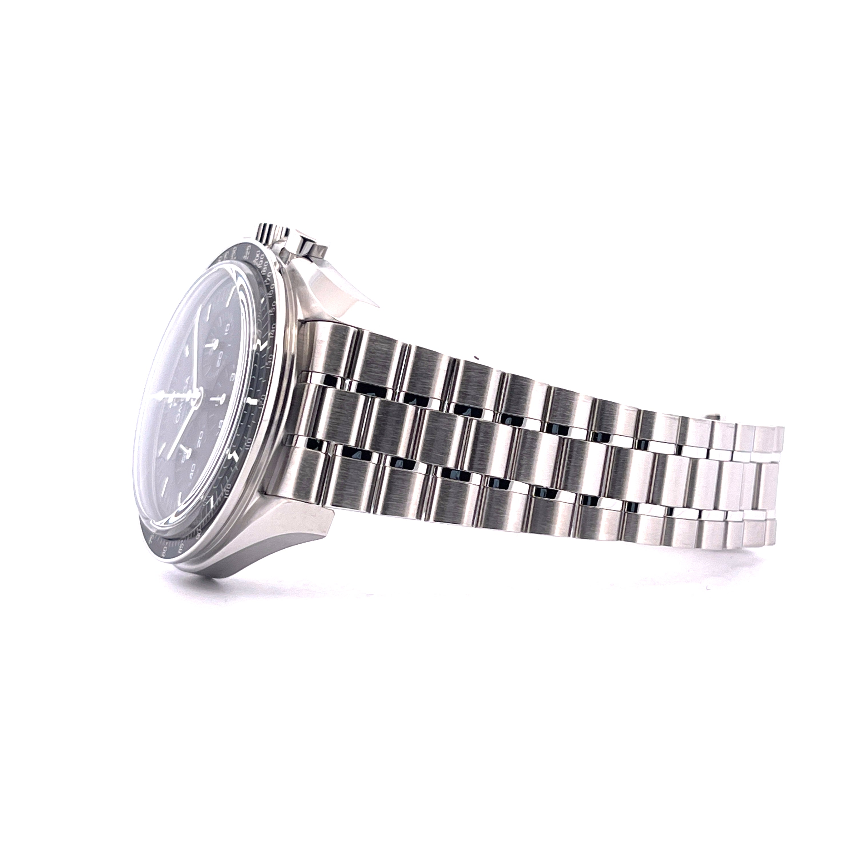 Omega Speedmaster Professional Moonwatch aus Edelstahl mit Saphirglas und Automatikwerk, Seitenansicht