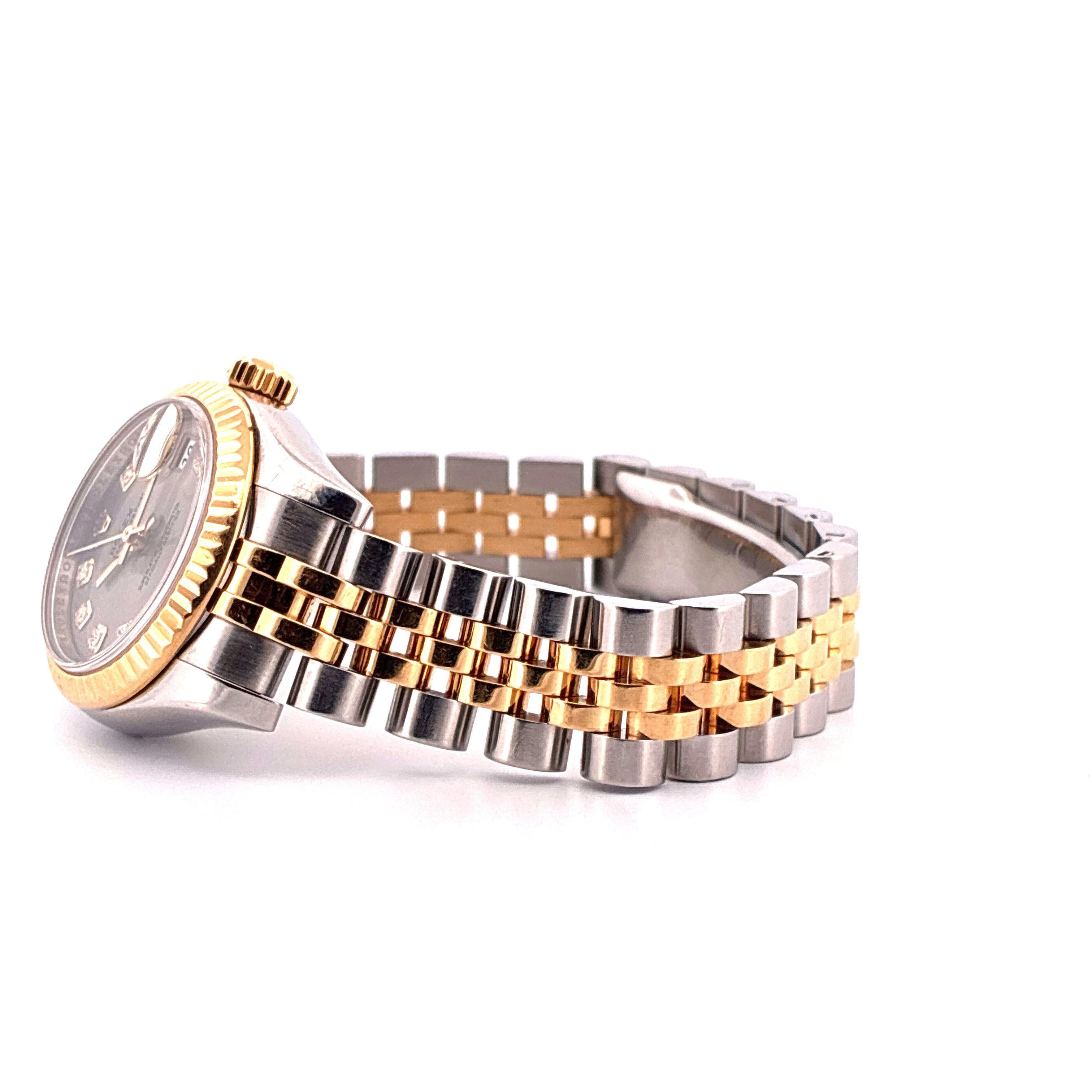 Rolex Lady-Datejust Bicolor Automatik 26 mm mit Diamanten Zifferblatt und Jubilee Armband