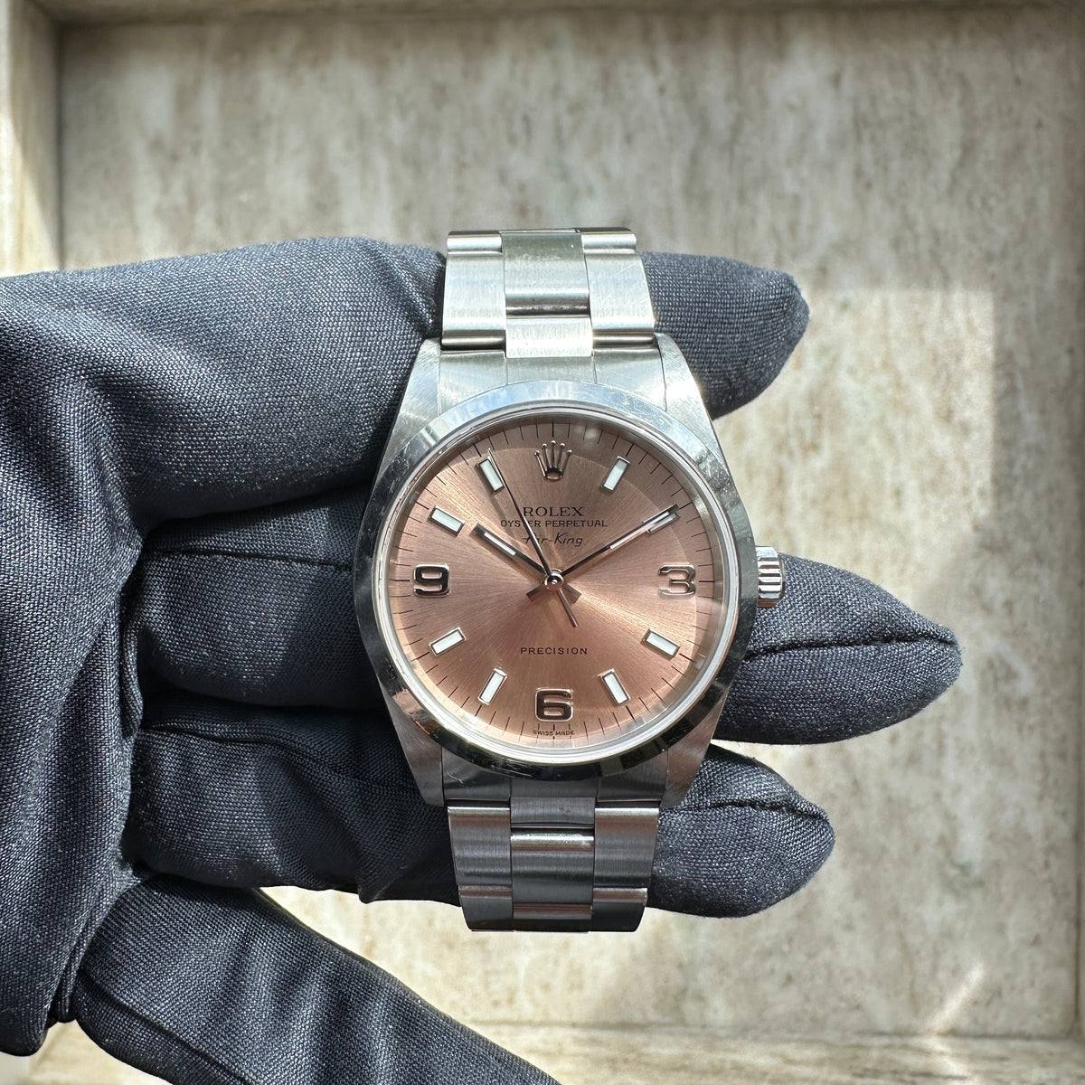 Air King Ref. 14000 Pink Dial / Box and Paper / good Condition / 2001