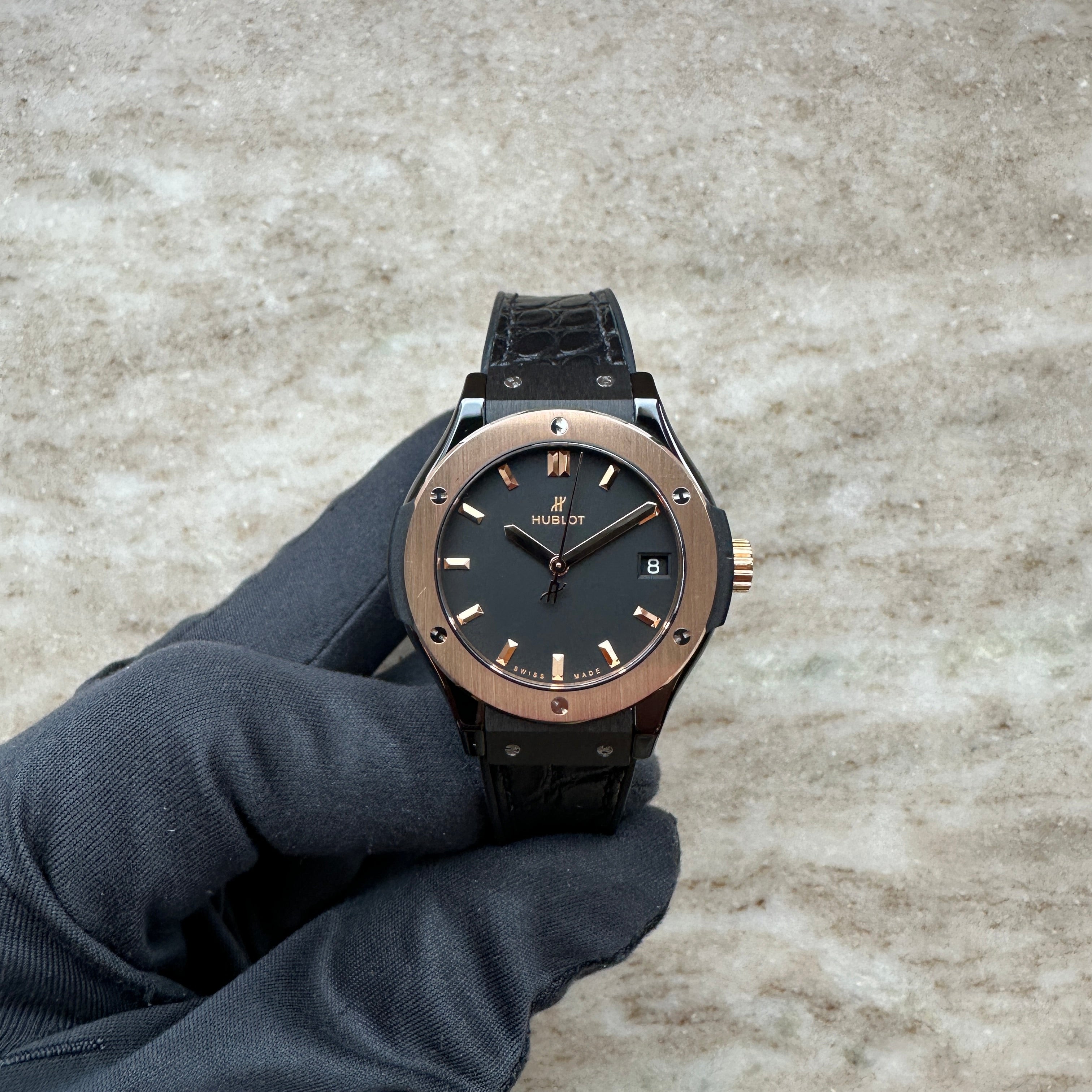Hublot - Classic Fusion Quartz 33mm Ceramic & Gold / Full Set + Invoice + 2nd Rubber + Travel Case / Germany Hublot Boutique 2022 - [product_sku]