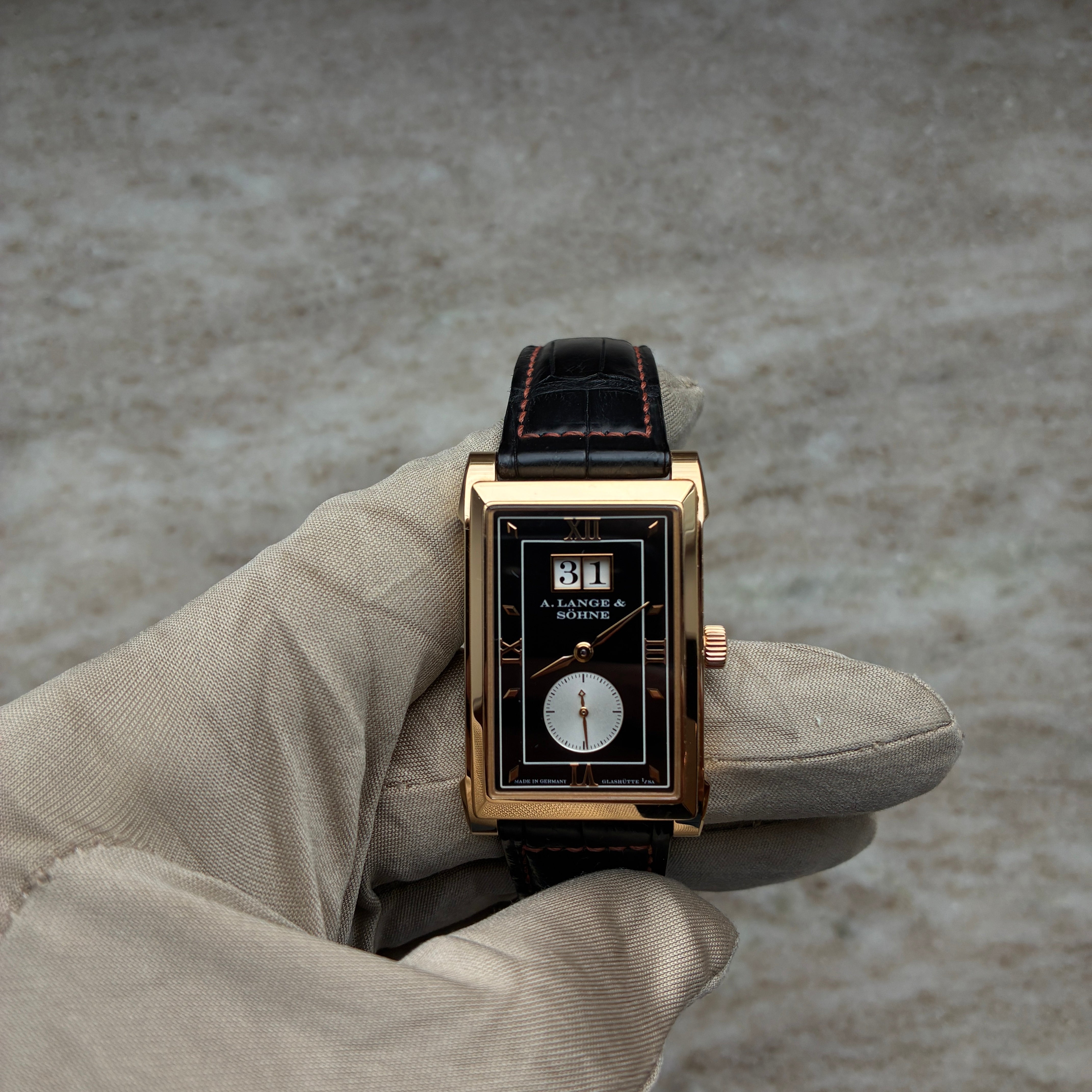 Cabaret / Folding clasp / Pin buckle / Panorama Date / Roségold / First Invoice / leather strap / Pusher / Black Dial Full-Set / 2003