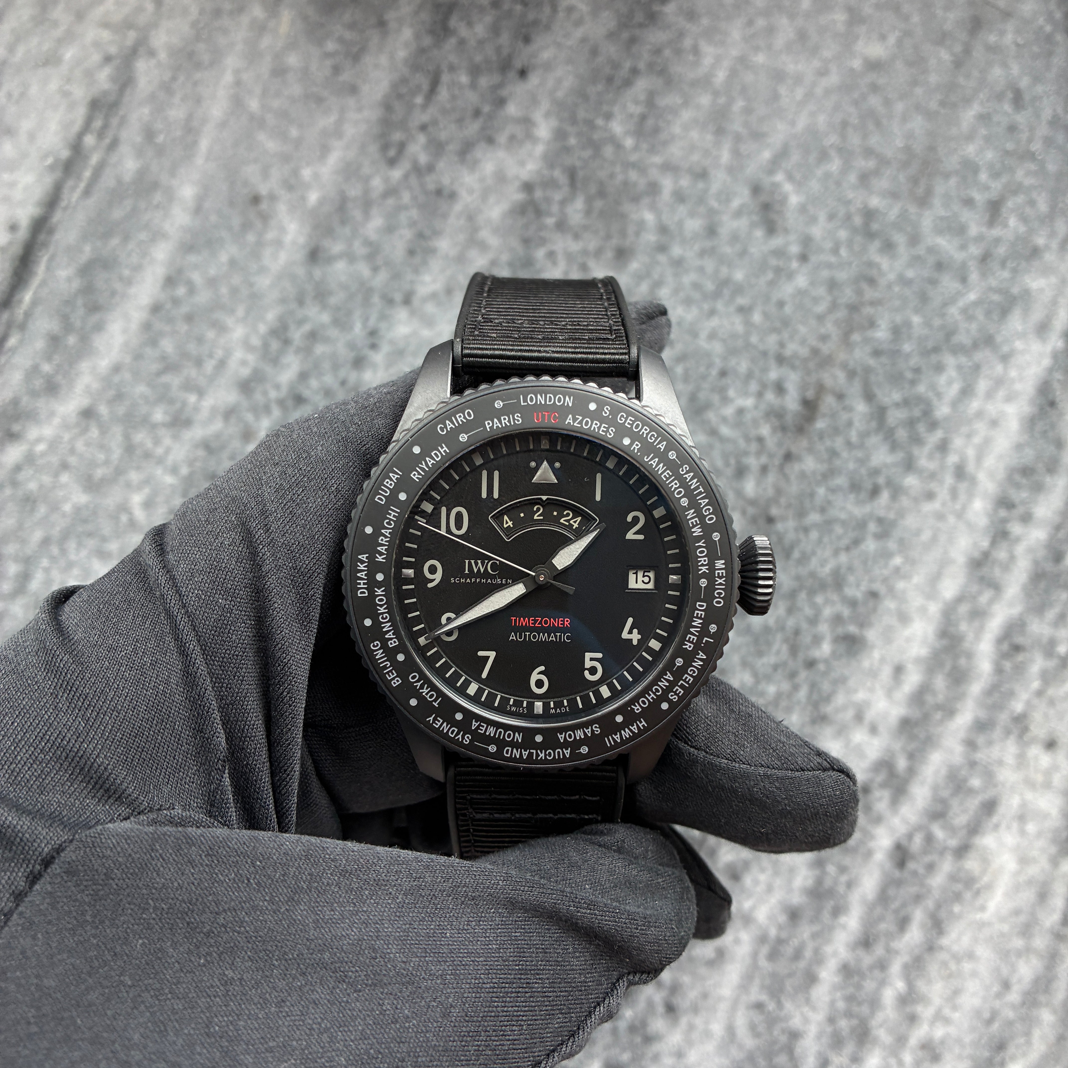 Pilot Timezoner Top Gun / pin buckle Keramik / very good condt. / Folding-Clasp / Full-Set / 2022