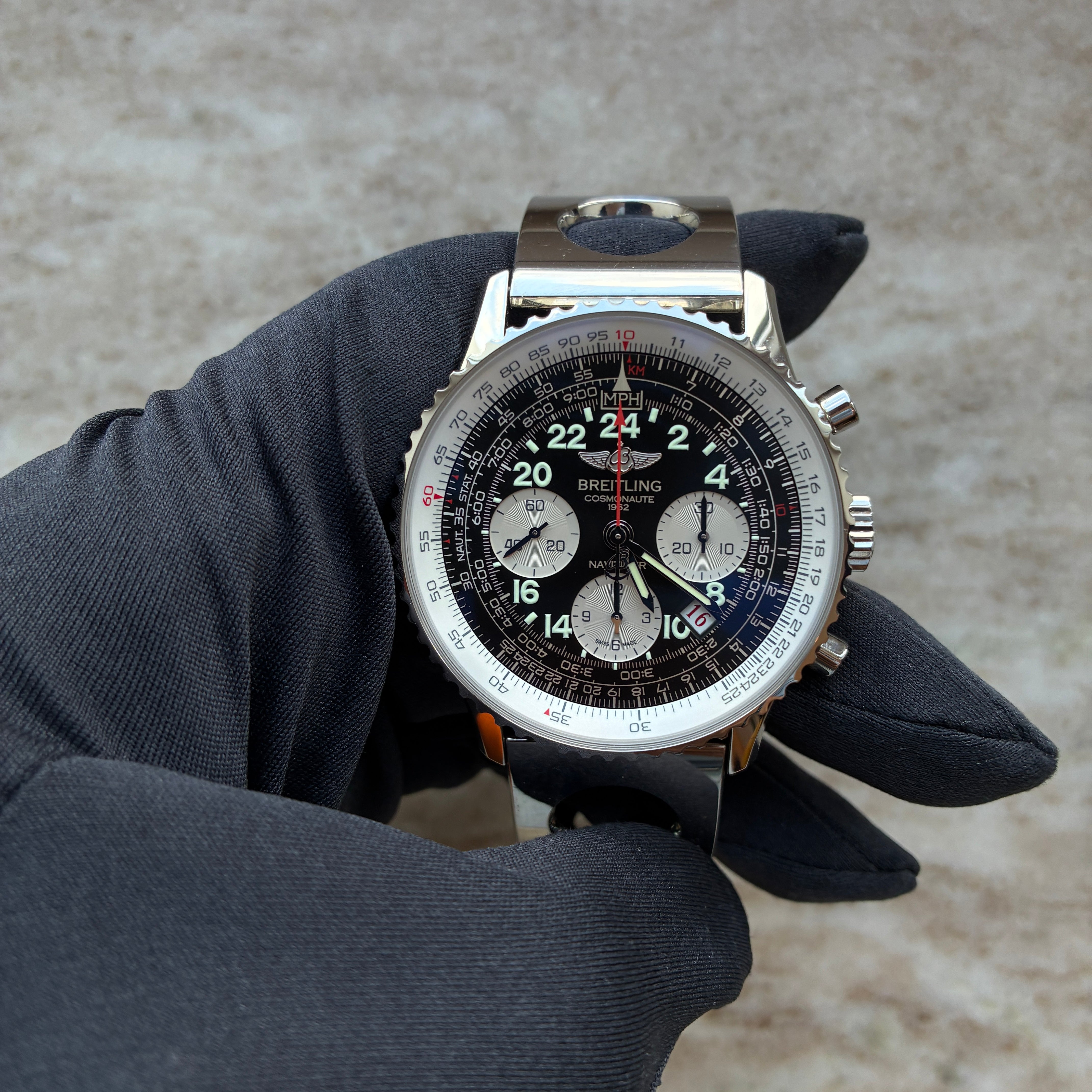 Navitimer Cosmonaute Steel Cuff Bracelet LIMITED EDITION 1.962 / incl Rubber Strap and Folding Clasp / very good Condt. / Premium Full Set / 2014