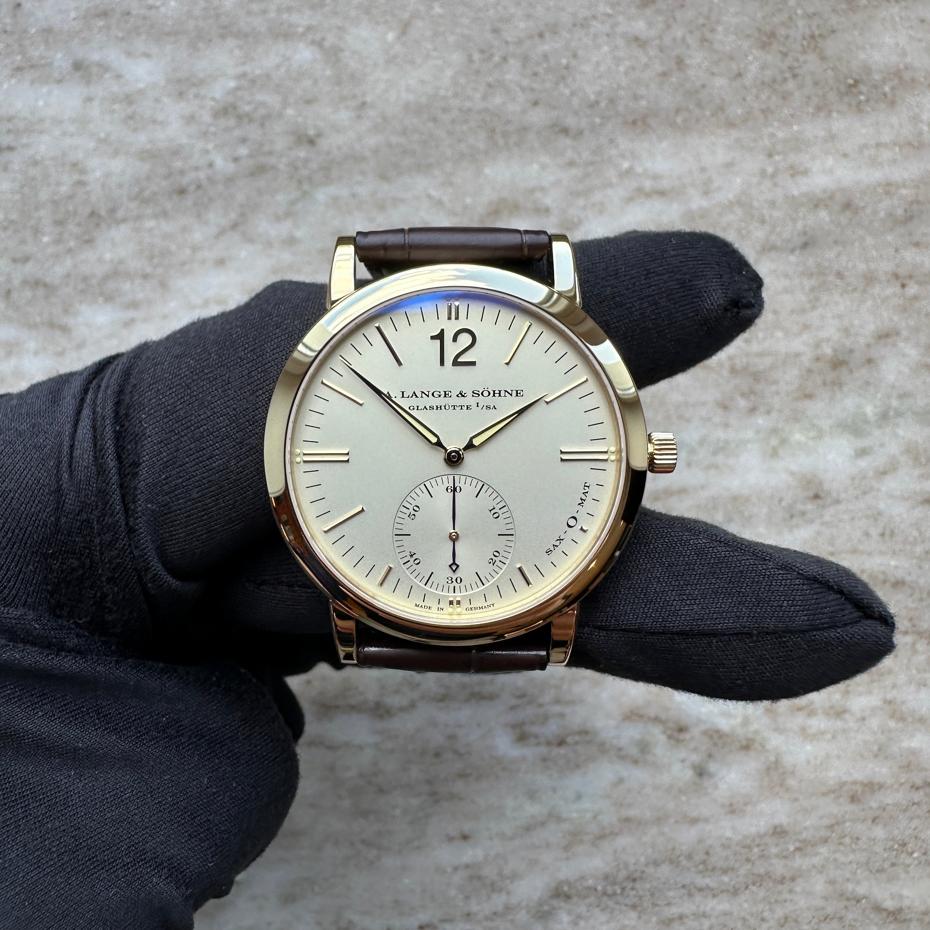 Langematik Sax-o-mat 37 mm / Service 2026 incl. Invoice / Box and Paper / perfect Condition unworn since Serv. / 2003