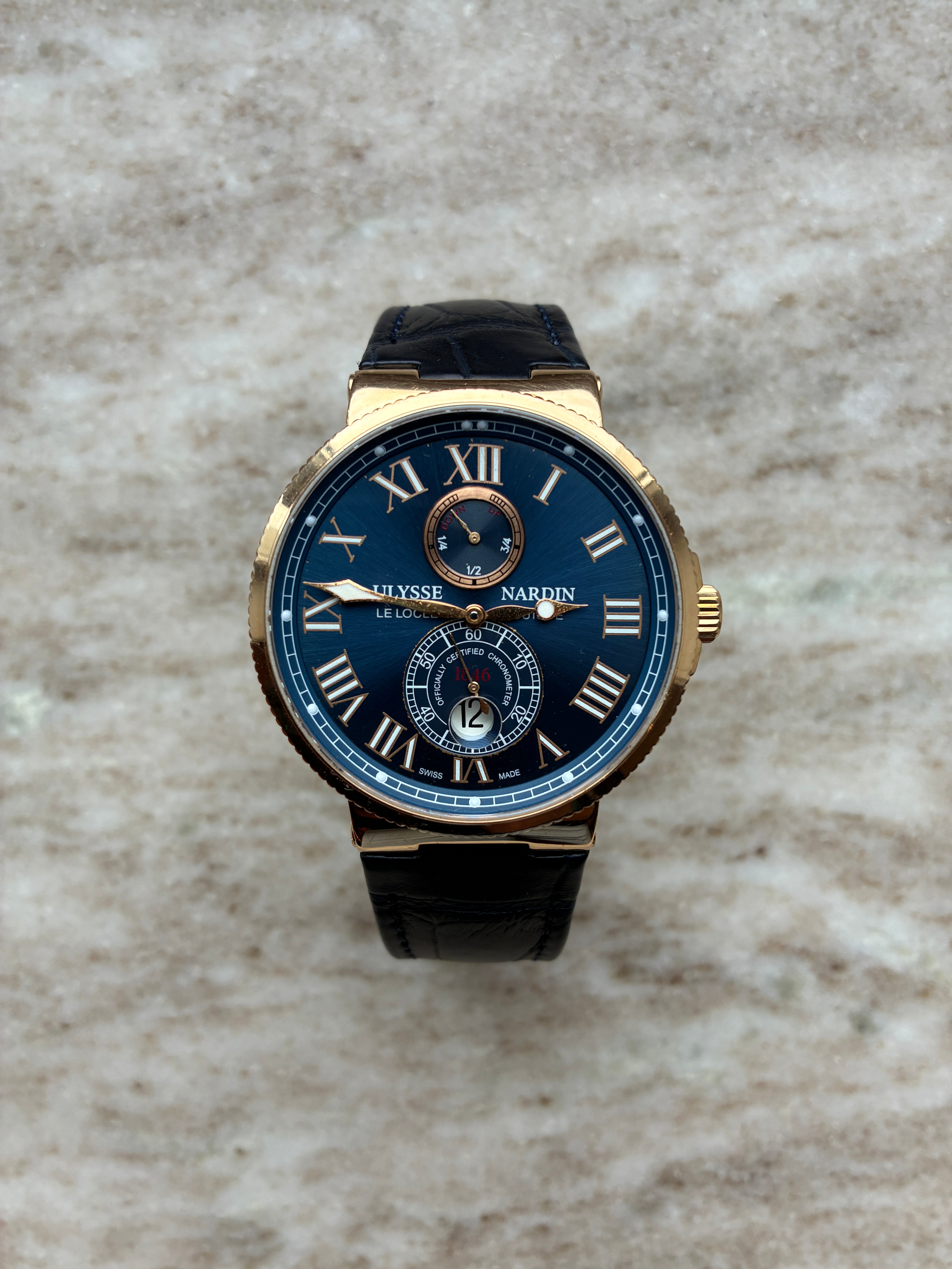 Maxi Marine Chronometer 43mm Blue Dial / Folding clasp / Box & Papers