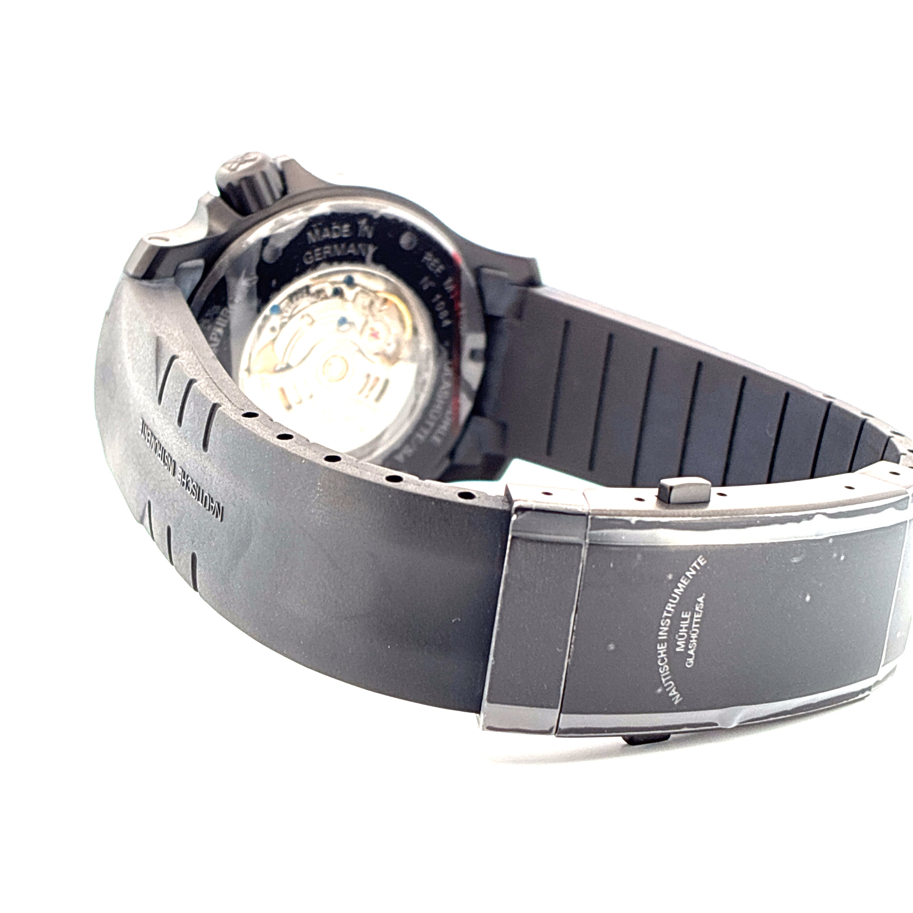 Mühle Glashütte Sea-timer Blackmotion Stahl Automatik Rückseite und Band