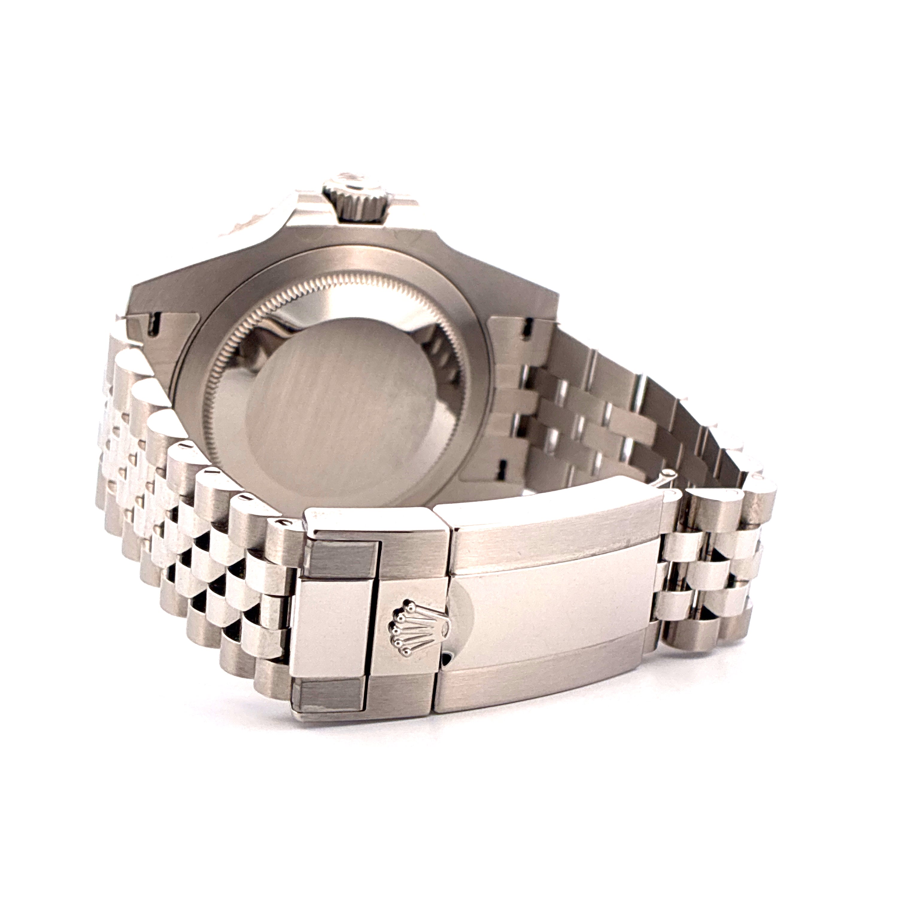 Rolex GMT-Master II Stahl Jubilee Schließe mit Krone Rückansicht