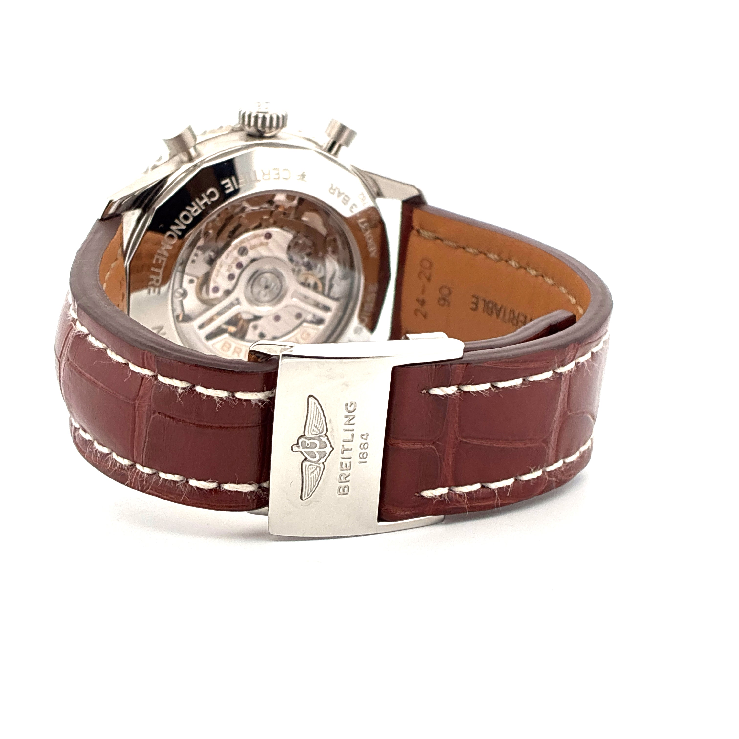 Breitling Navitimer B01 Chronograph 46 Lederarmband mit Schließe und Sichtboden