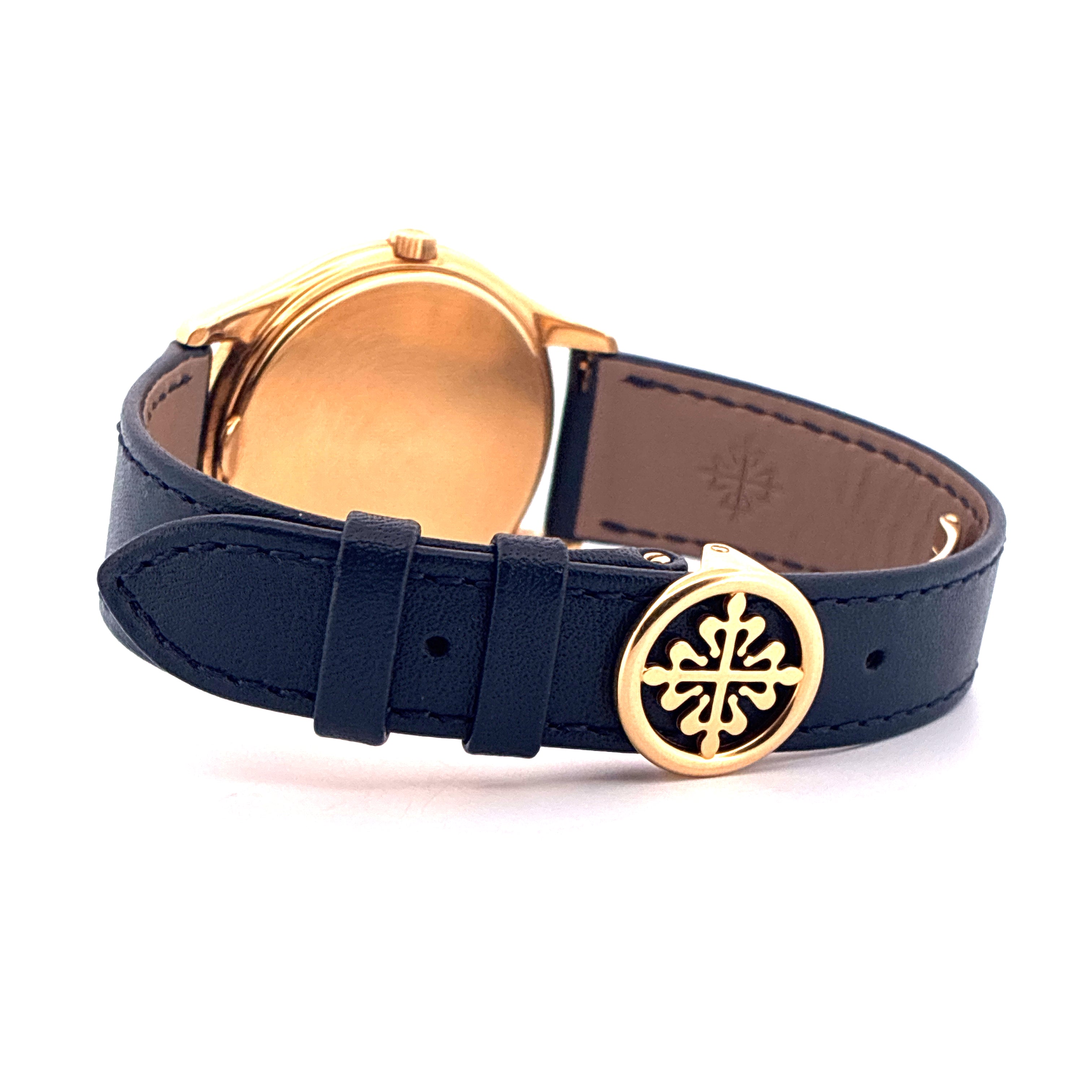 Patek Philippe Perpetual Calendar 3940J-017, Gelbgold mit blauem Lederarmband und Patek-Logo