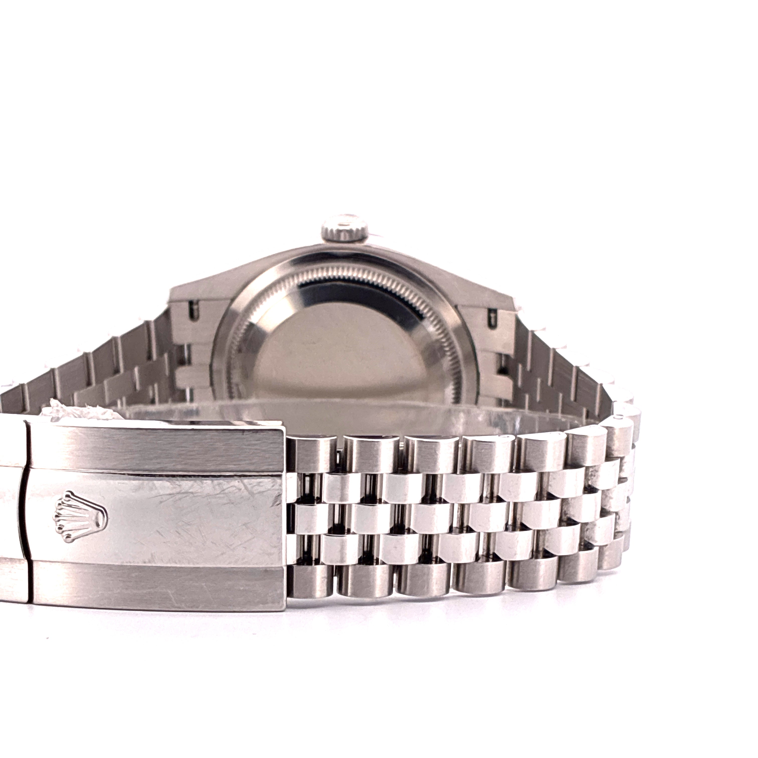 Rolex Datejust 36 Stahl-Armband mit Jubilee-Band und Rolex-Schließe im Detailaufnahme