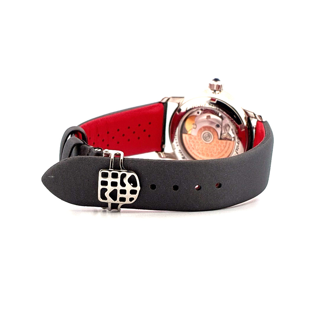 Frederique Constant Ladies Automatic 34mm mit schwarzem Lederarmband und rotem Futter