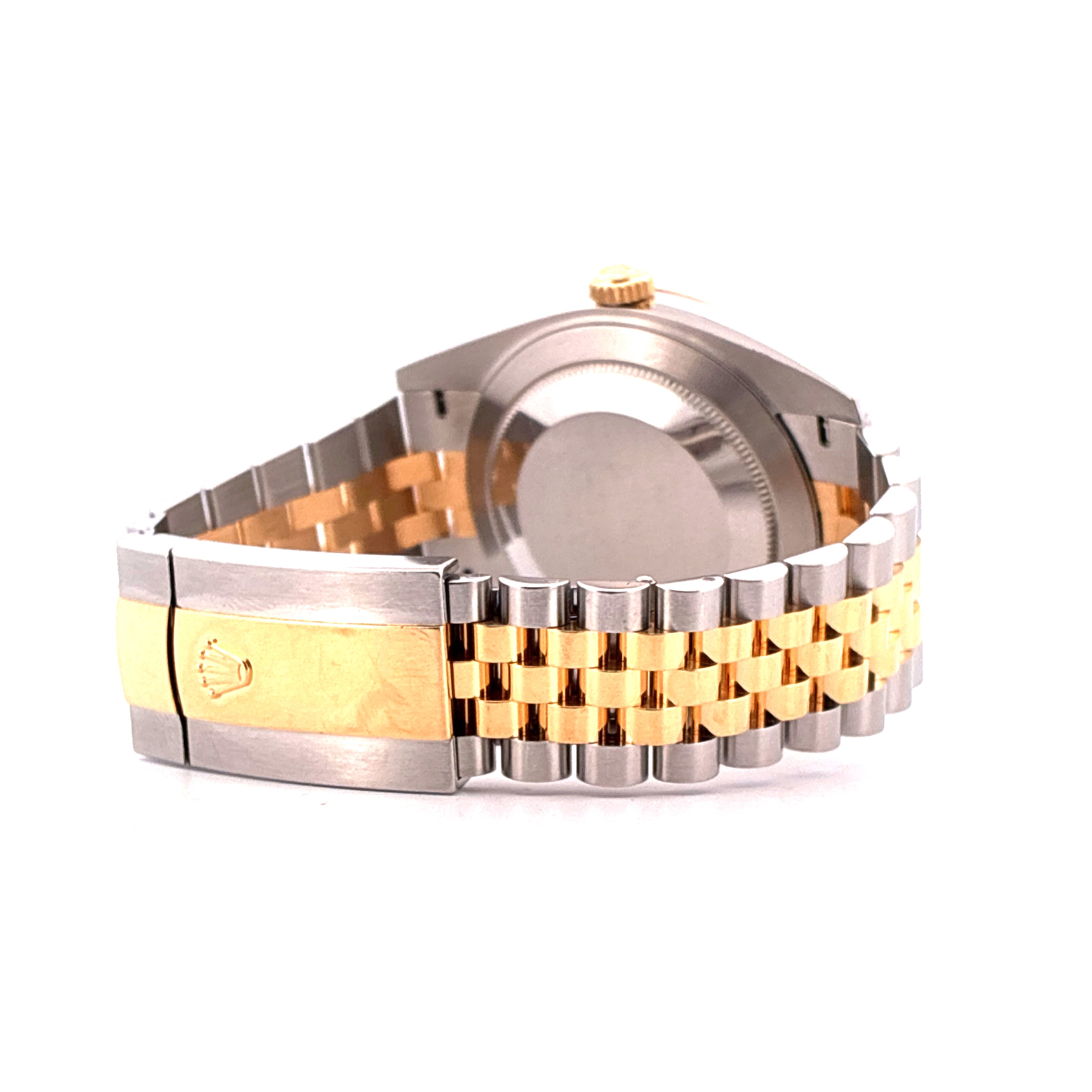 Rolex Datejust 41 Bicolor, Seitenansicht des Armbands und Gehäuses aus Stahl und Gold