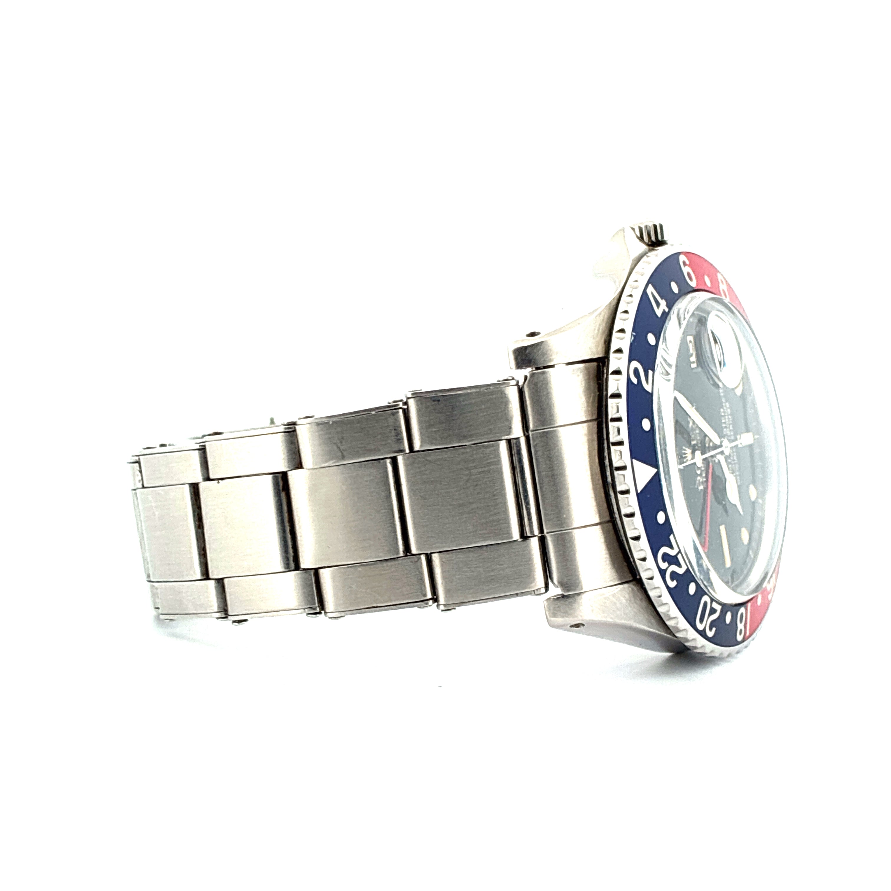 GMT-Master / Vintage / Radium / Pointed crown guard / org. Box / Glossy Gilt Dial / Vintage / 1963 / very good condt. / Rolex Rivet Stratch Bracelet