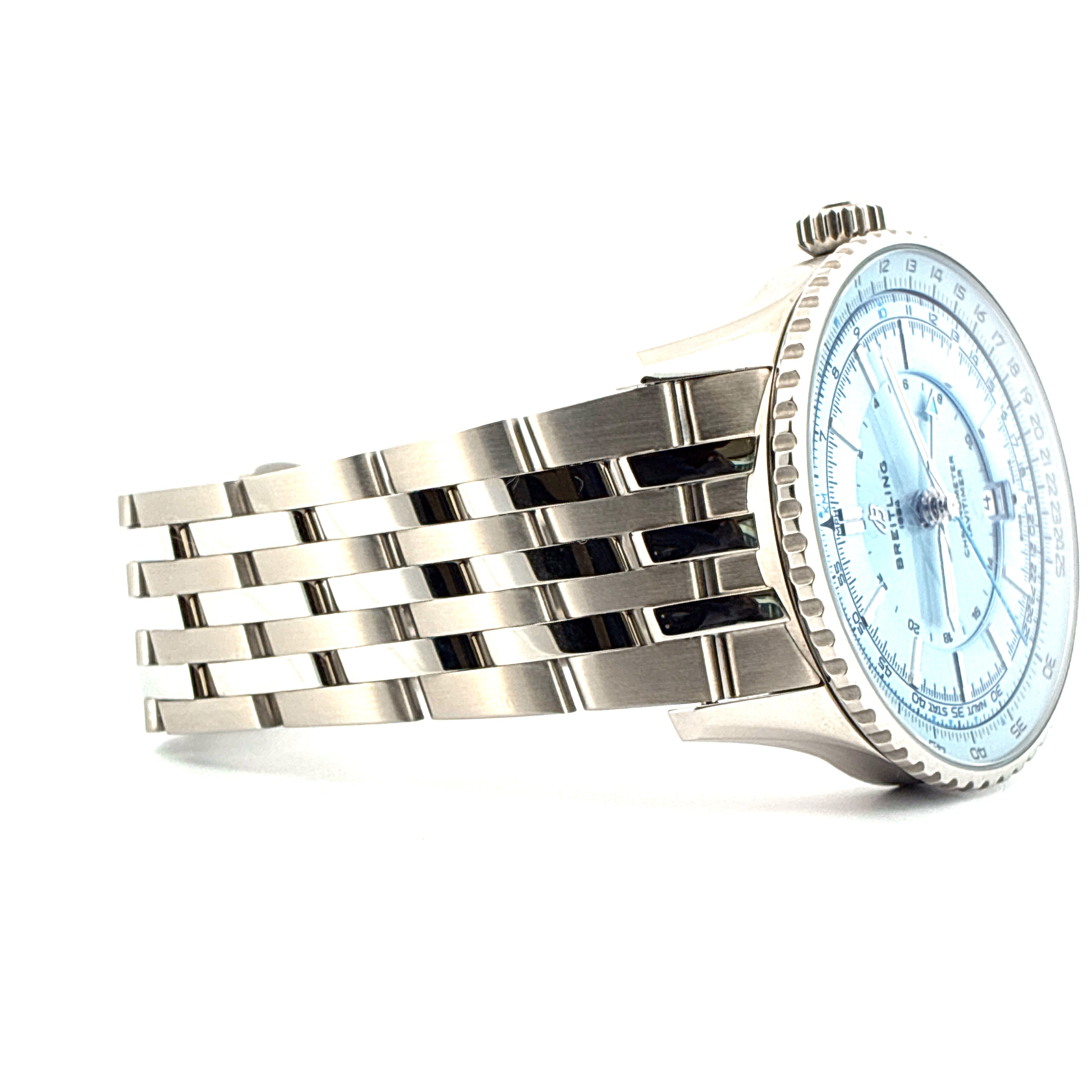 Navitimer / second strap / GMT / Ice Blue Dial / orig. Rechnung / Stainless Steel / Full-Set / 2024