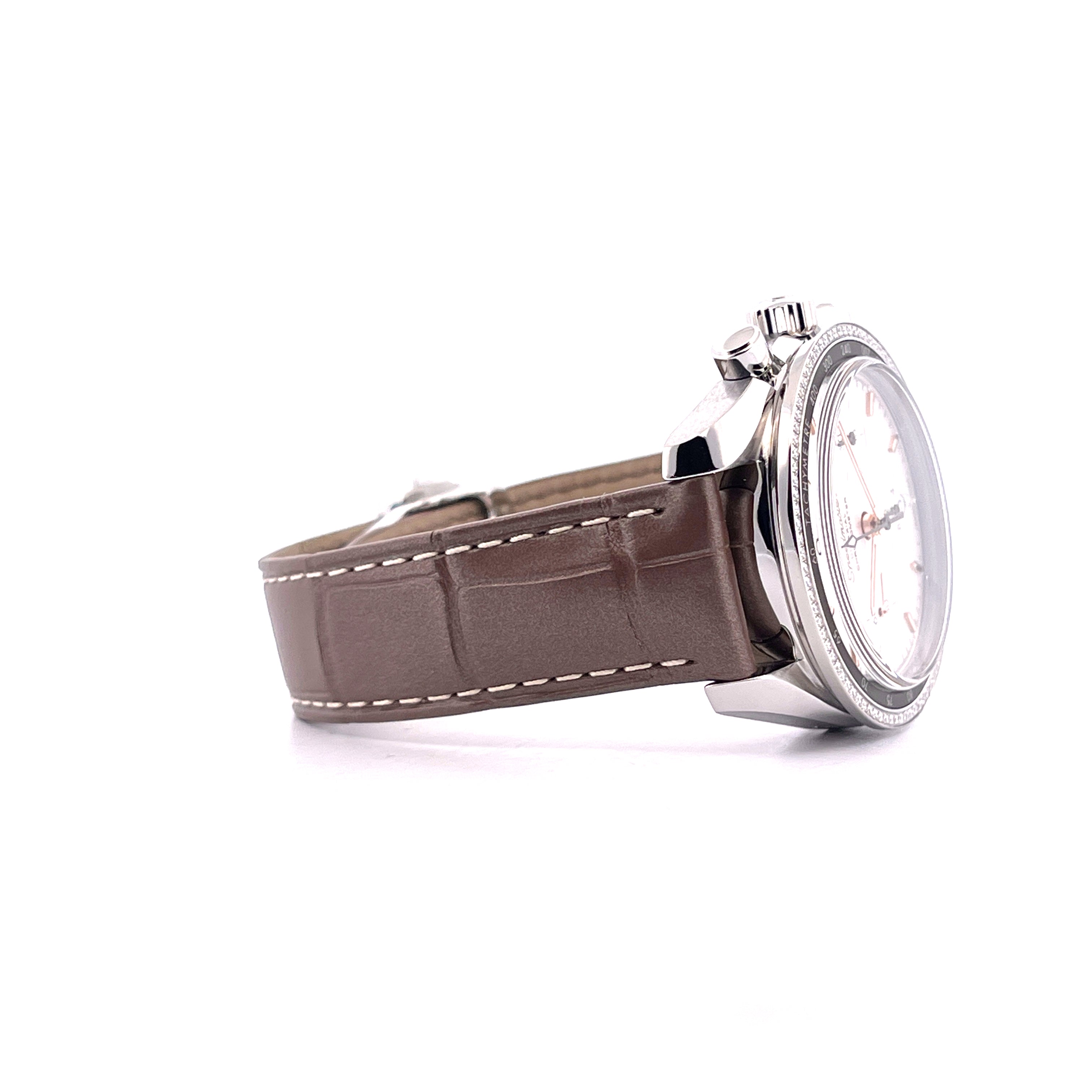 Omega Speedmaster Lady 38 Co-axial Chronograph Automatik in Stahl mit Lederarmband