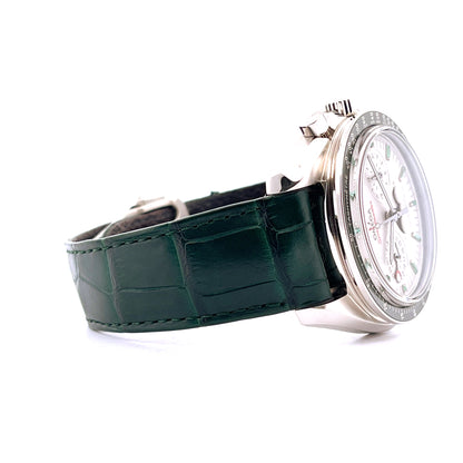 Omega - Speedmaster Moonwatch Moonphase Platin & Smaragd - Juwelier Spliedt