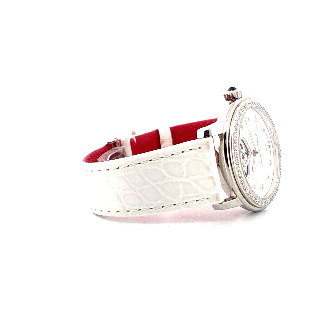 Frederique Constant Ladies Automatic Double Heart Beat 34mm Edelstahl mit weißen Alligatorlederarmband