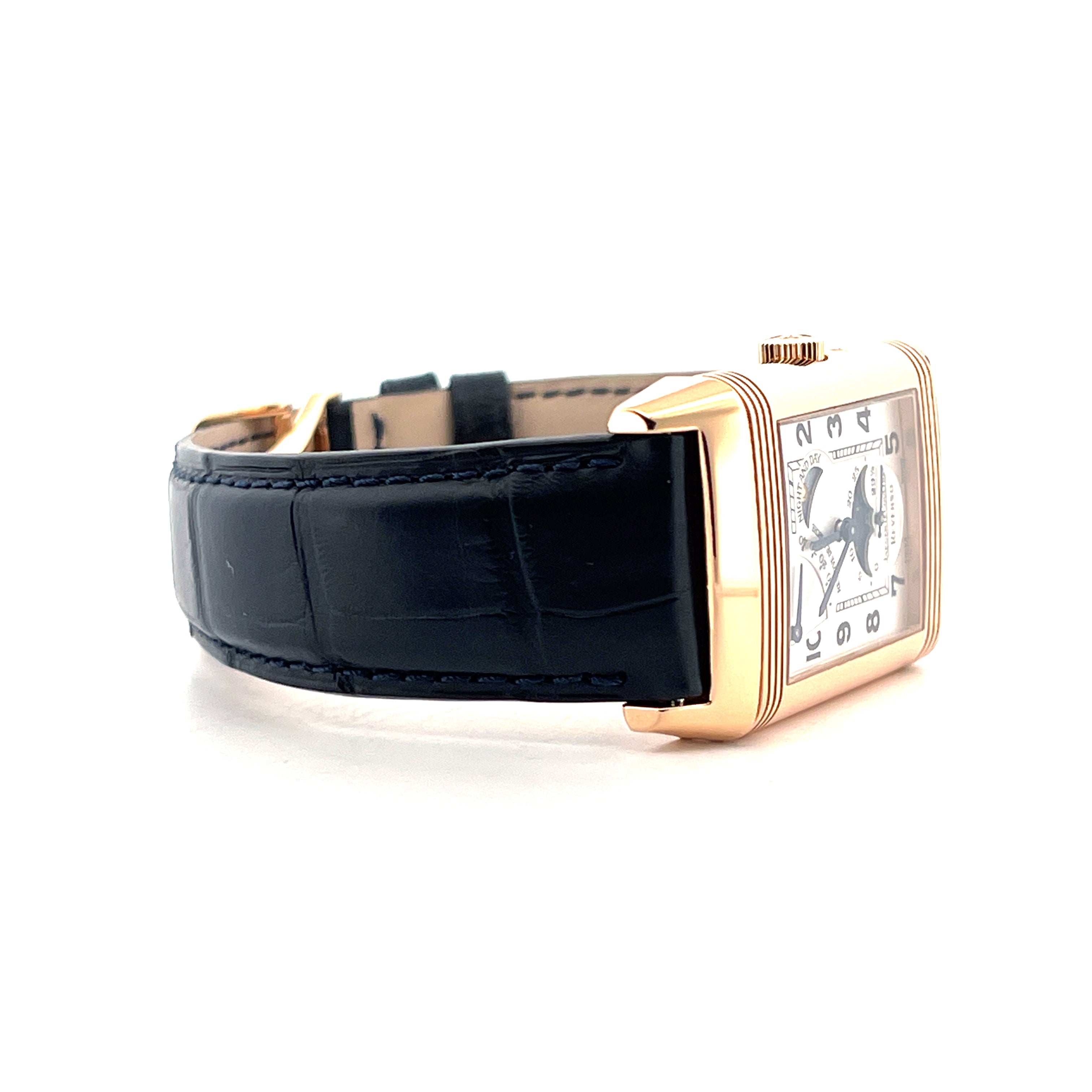 Reverso Sun Moon Roségold / 2 Straps / Leatherstrap new / On stock / 2 years Warranty / Box and Documents / pretty good Condition / Ref. 270.2.63