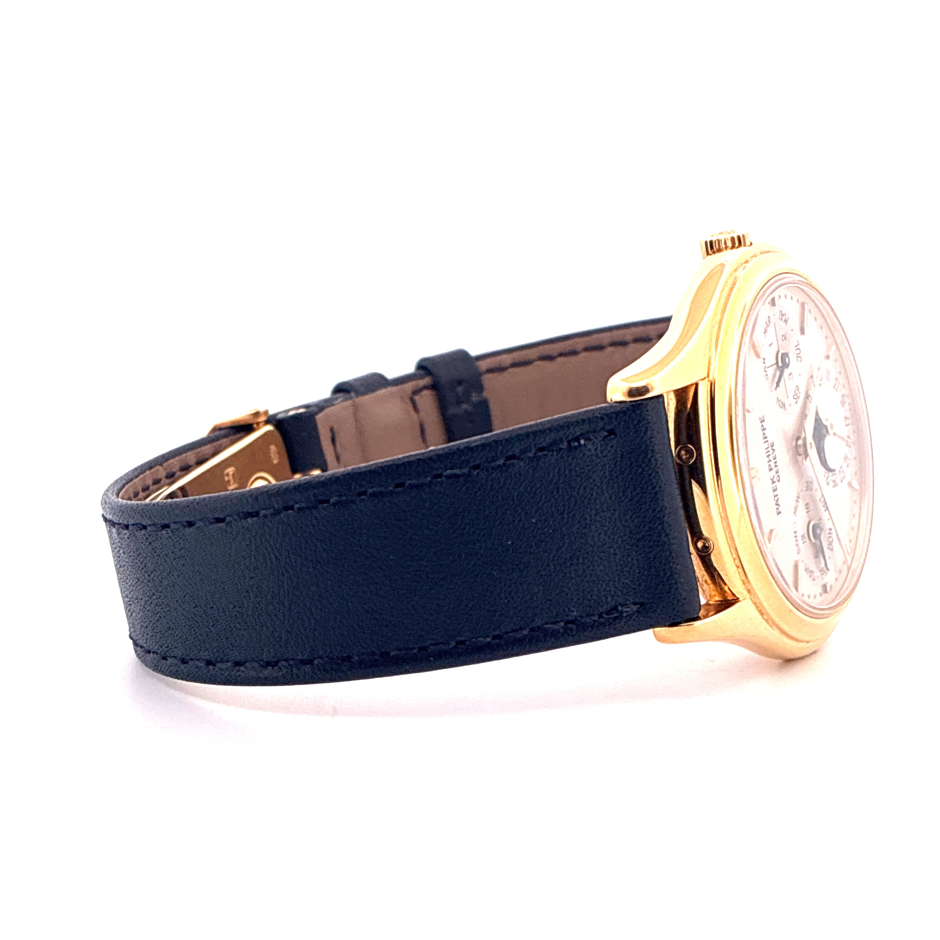 Patek Philippe Perpetual Calendar 3940J-017 Gelbgold Automatik mit schwarzem Lederarmband und Zifferblatt