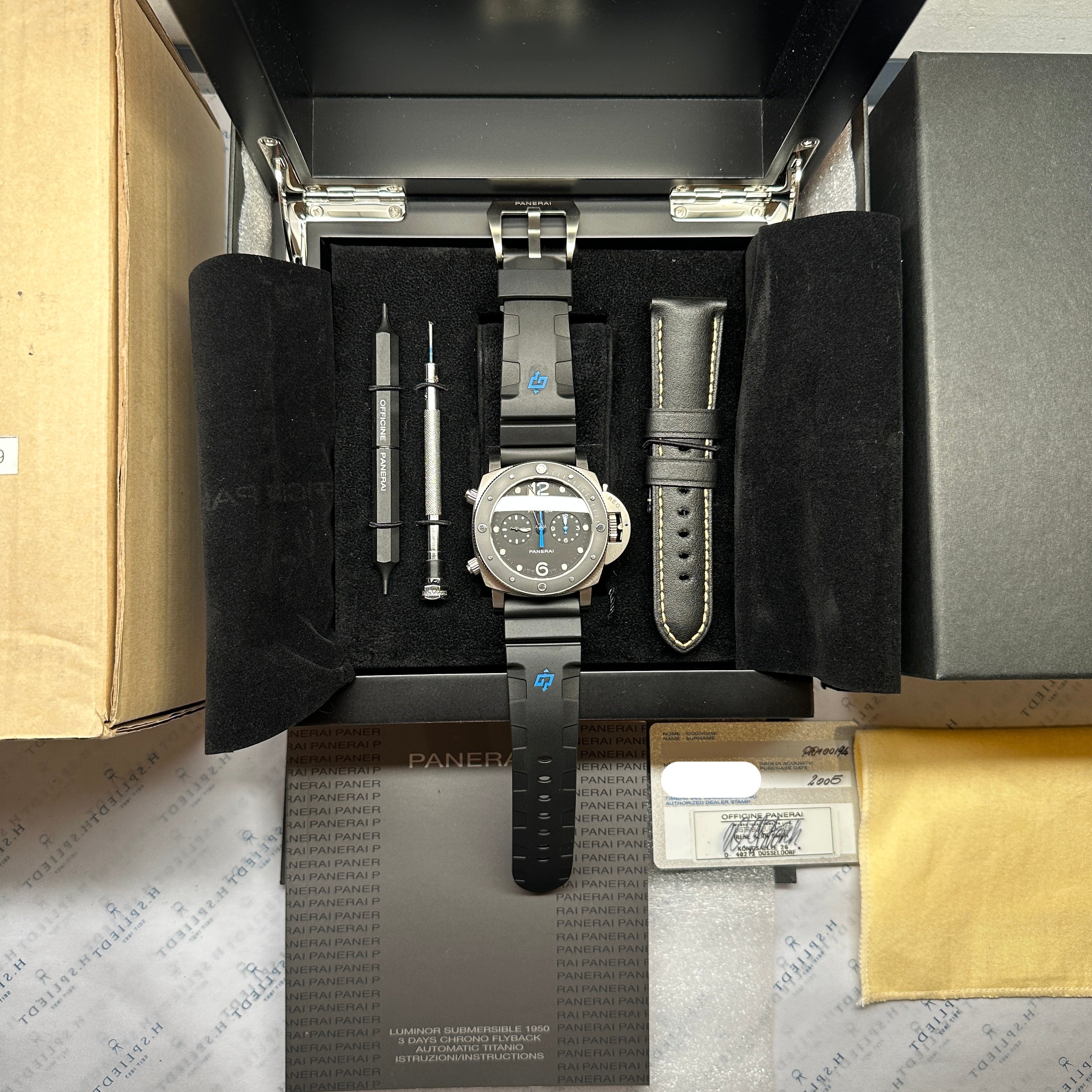 Panerai - Luminor Submersible 1950 Titan 3 Days Pam 615 47 mm / Full Set / 2. Strap / Flyback / 2005 - [product_sku]