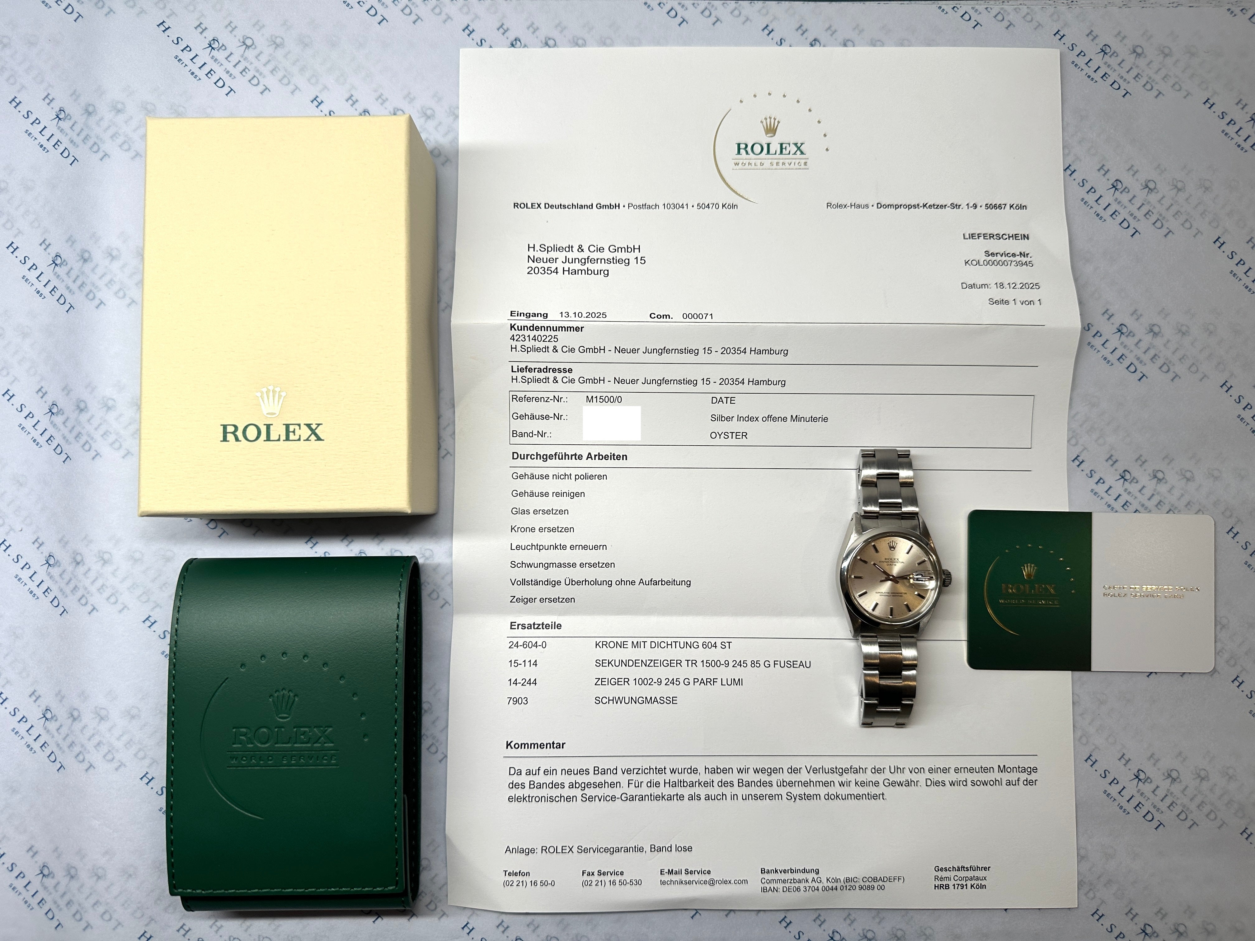 Oyster Perpetual Date 1500 / Service @ Rolex 2025 / -1969-