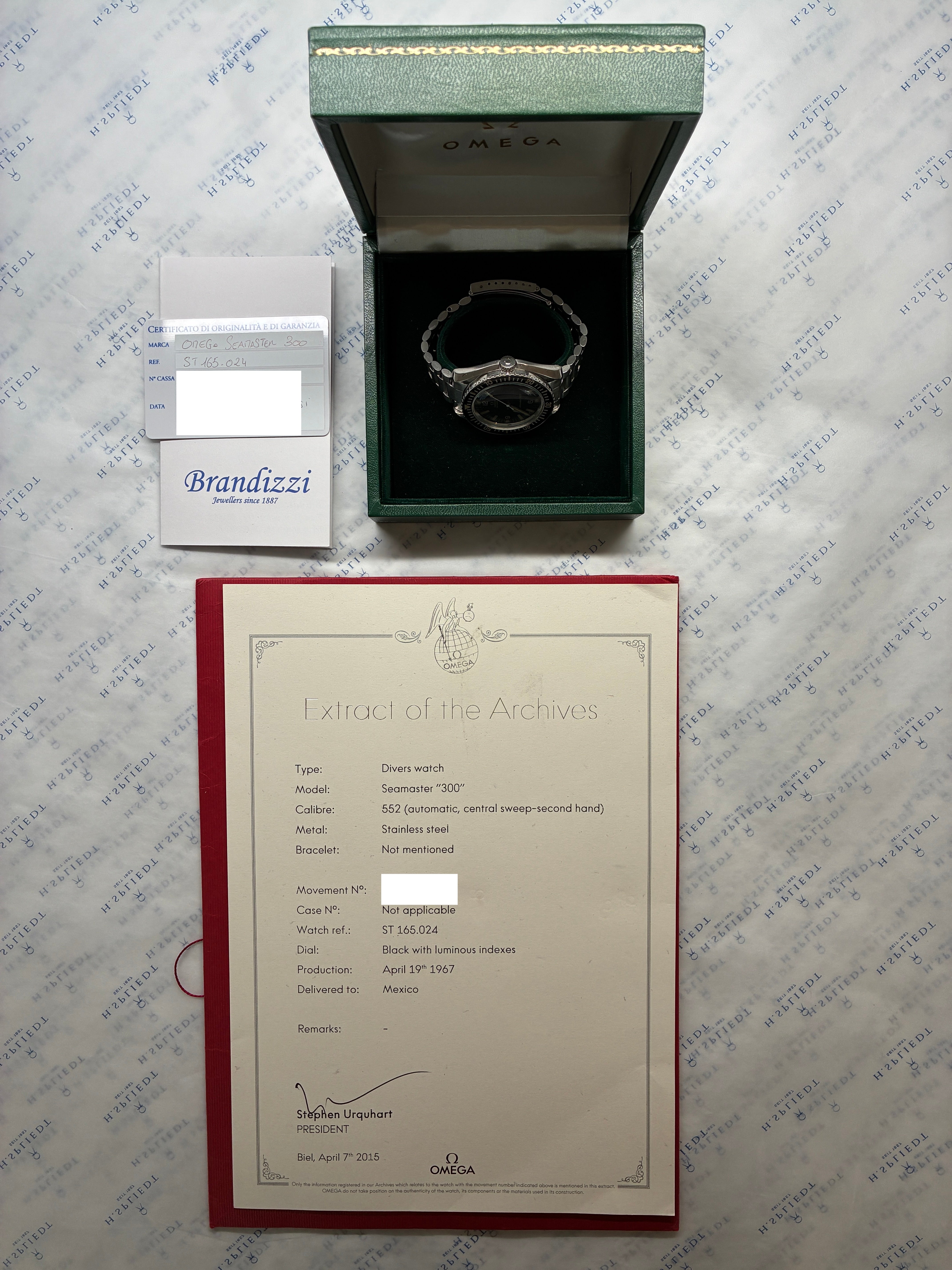 Seamaster 300 / Stainless steel / Vintage / Tritium / Divers watch / extract from the archives / orig. Box / 1967