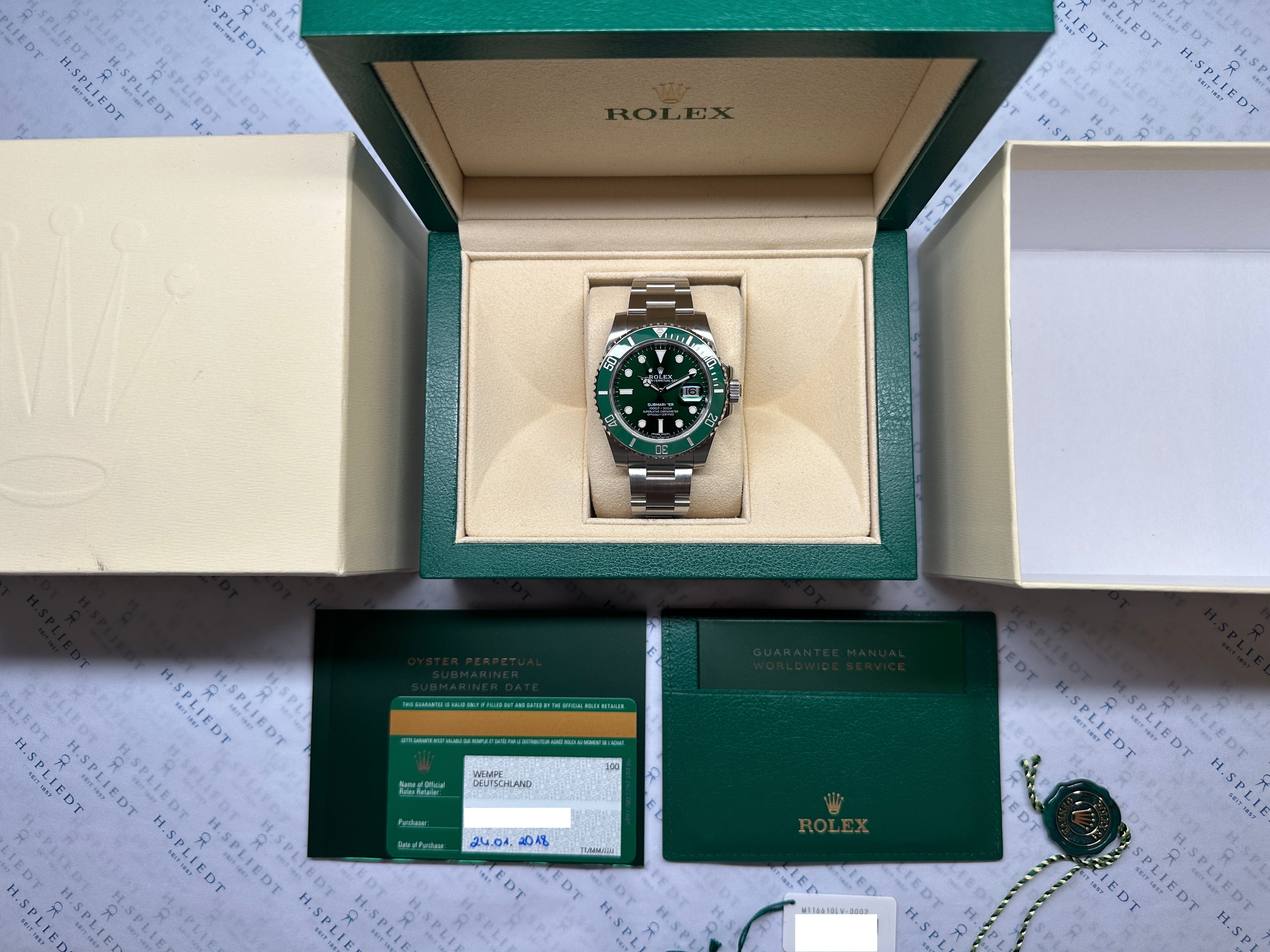 Submariner Date Hulk 116610LV / Full Set / LC100 / 2018