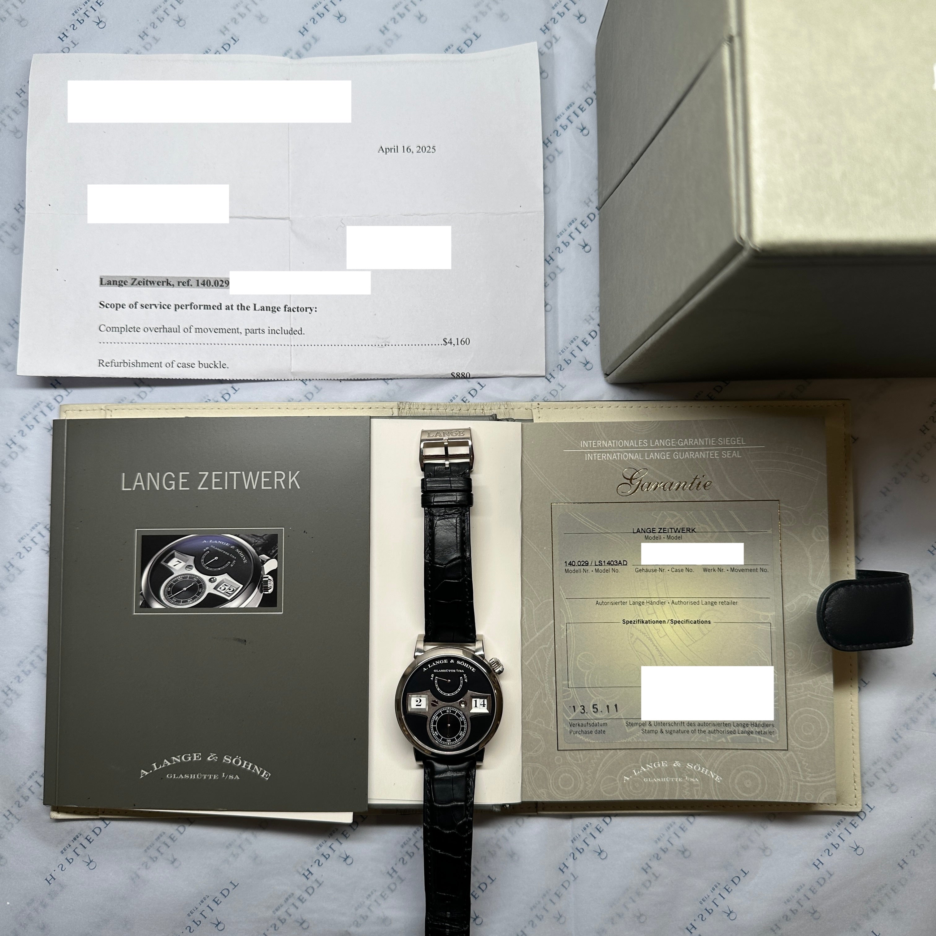 Zeitwerk Whitegold 140.029 / Service 2025 / Full Set / 2011